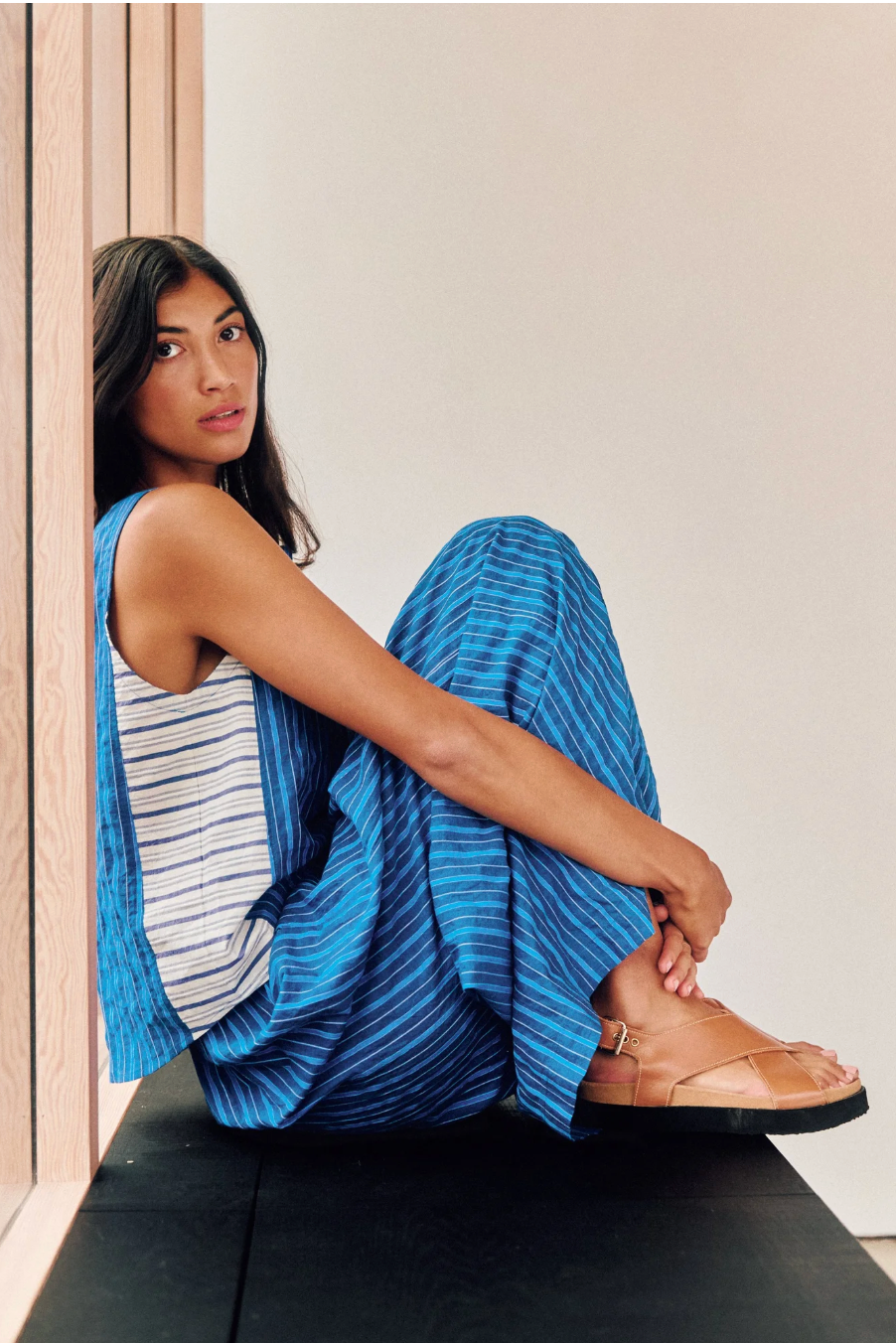 Sideline | Anna Trousers - Cobalt Stripe