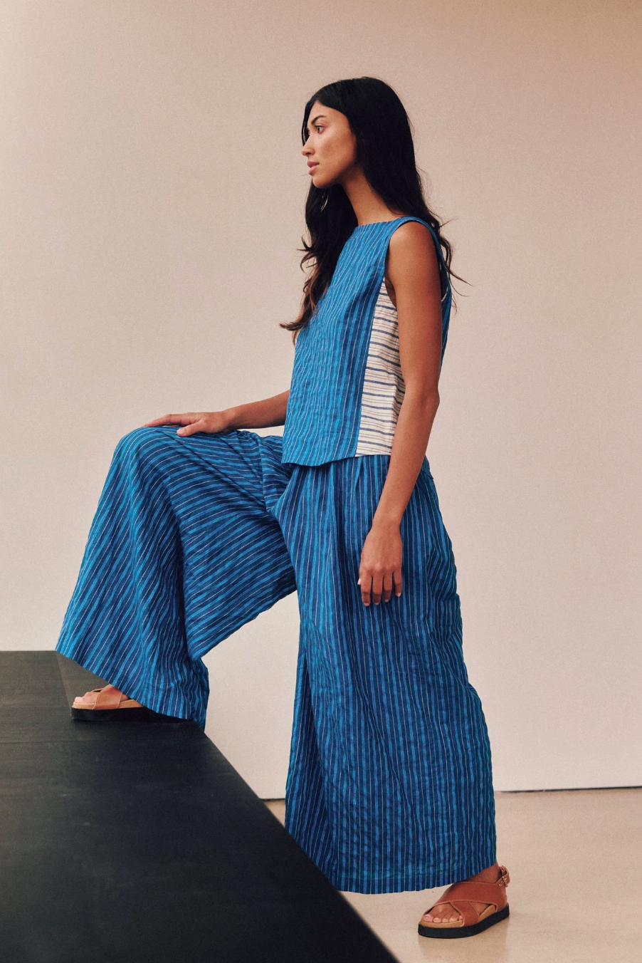 Sideline | Anna Trousers - Cobalt Stripe