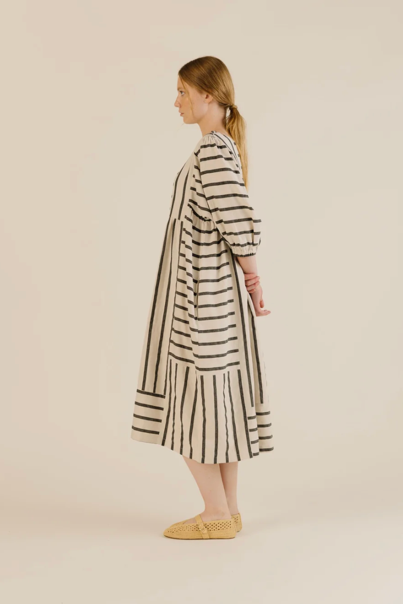 Sideline | Betsy Dress - Off White Stripe