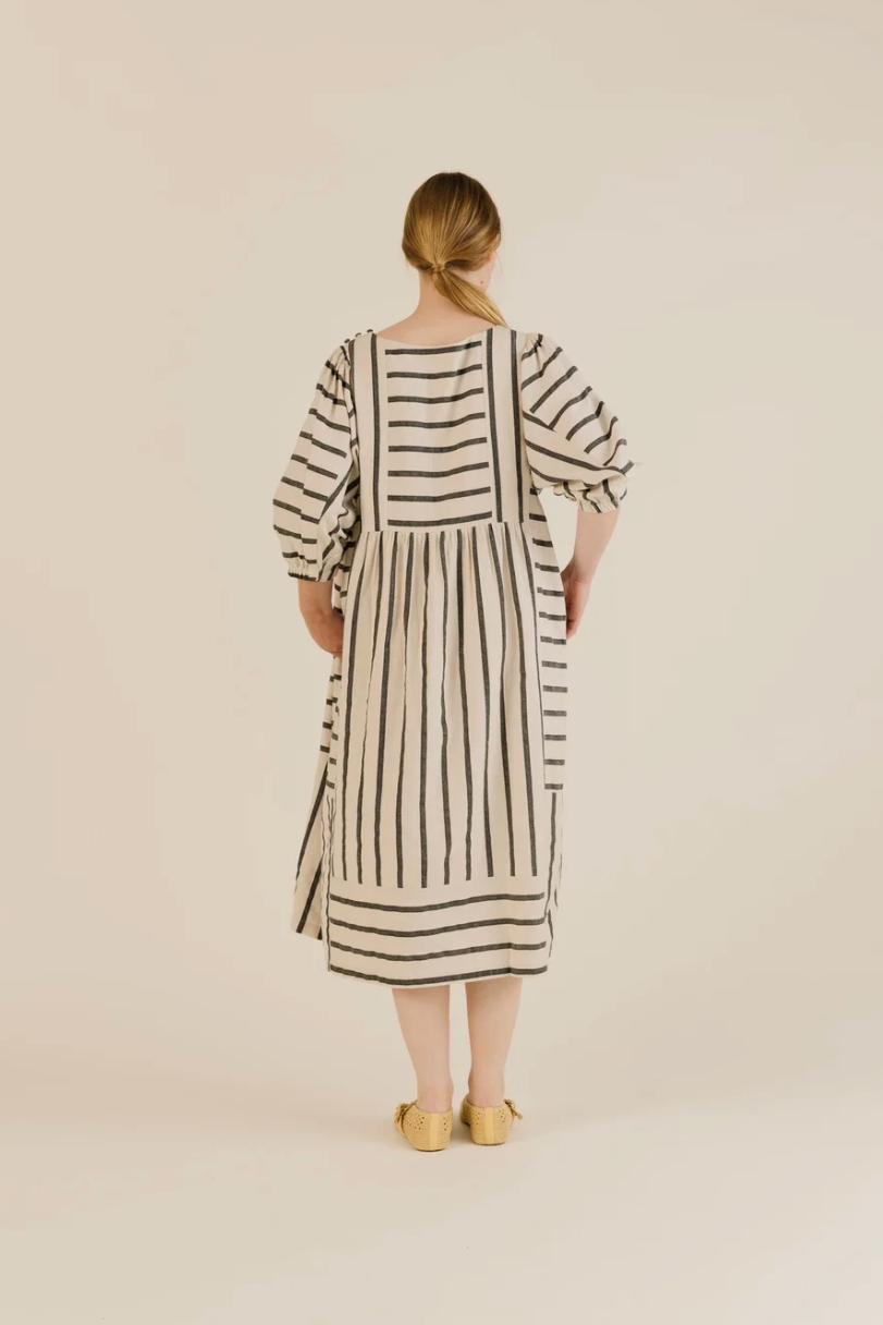 Sideline | Betsy Dress - Off White Stripe