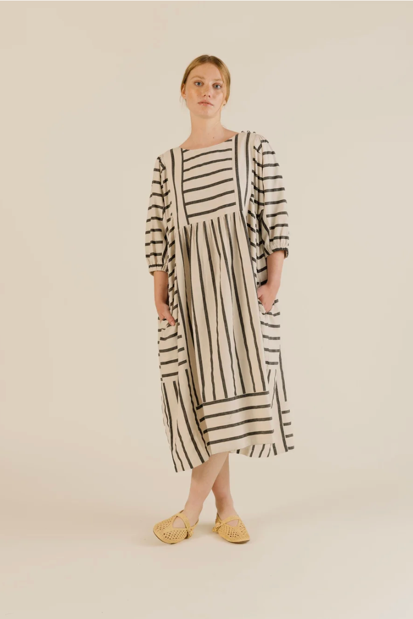 Sideline | Betsy Dress - Off White Stripe