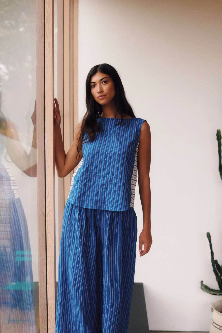 Sideline | Wake Top - Cobalt Stripe