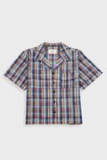 Short Sleeve Soft Collar Shirt - Multi Colour Printed Check