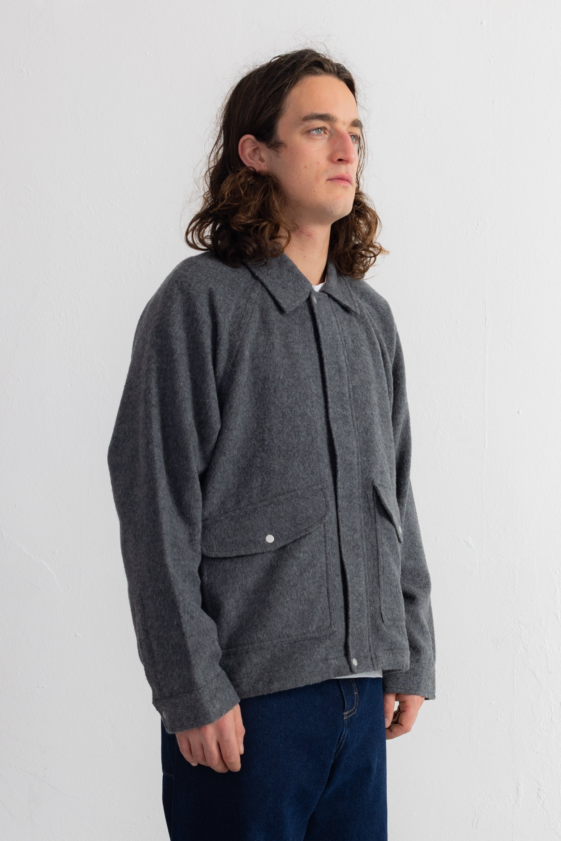 Cropped Winter Coat - Charcoal Wool