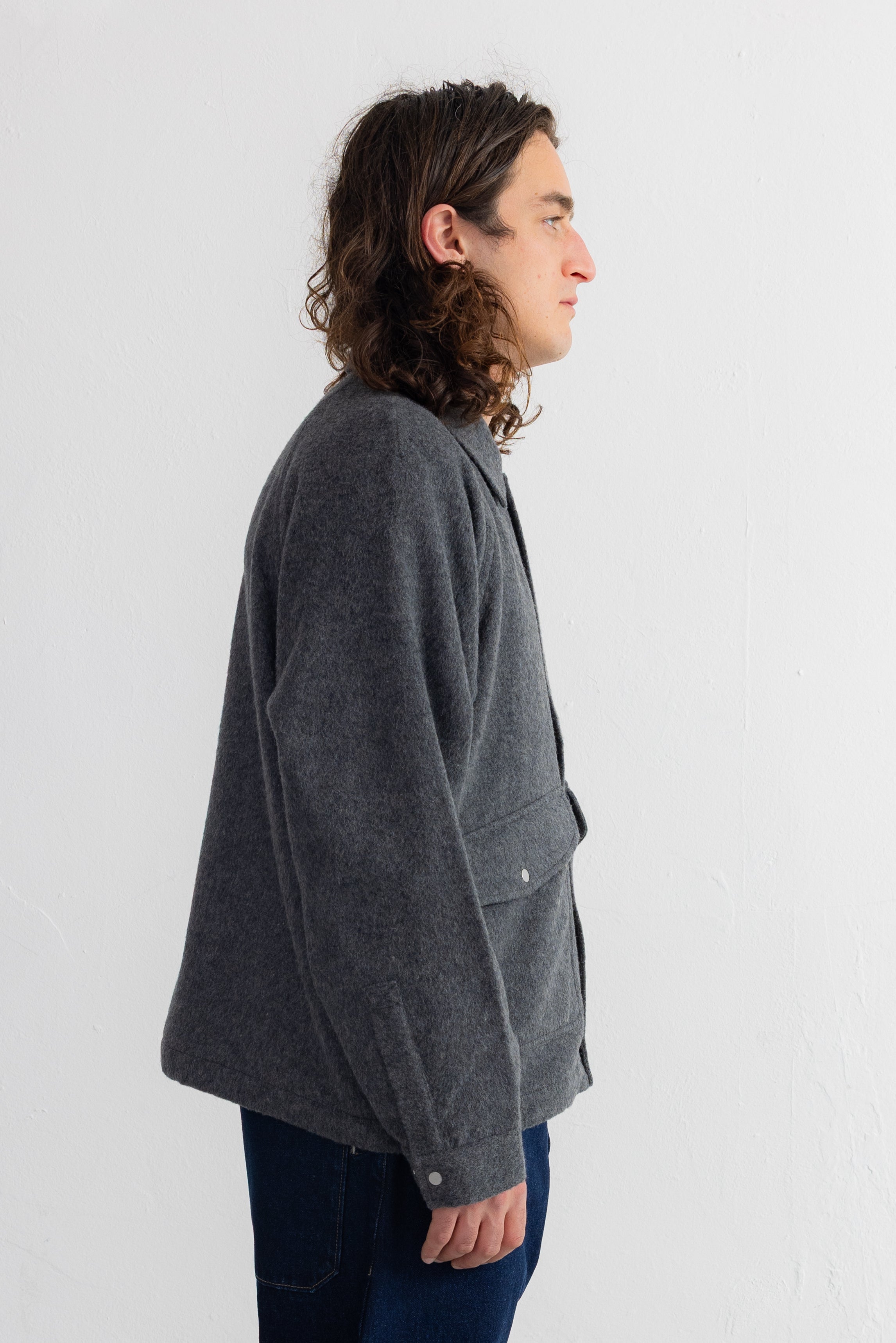 Cropped Winter Coat - Charcoal Wool
