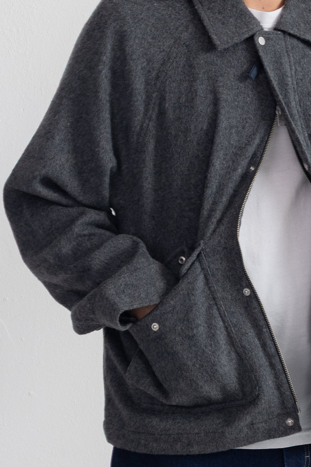 Cropped Winter Coat - Charcoal Wool