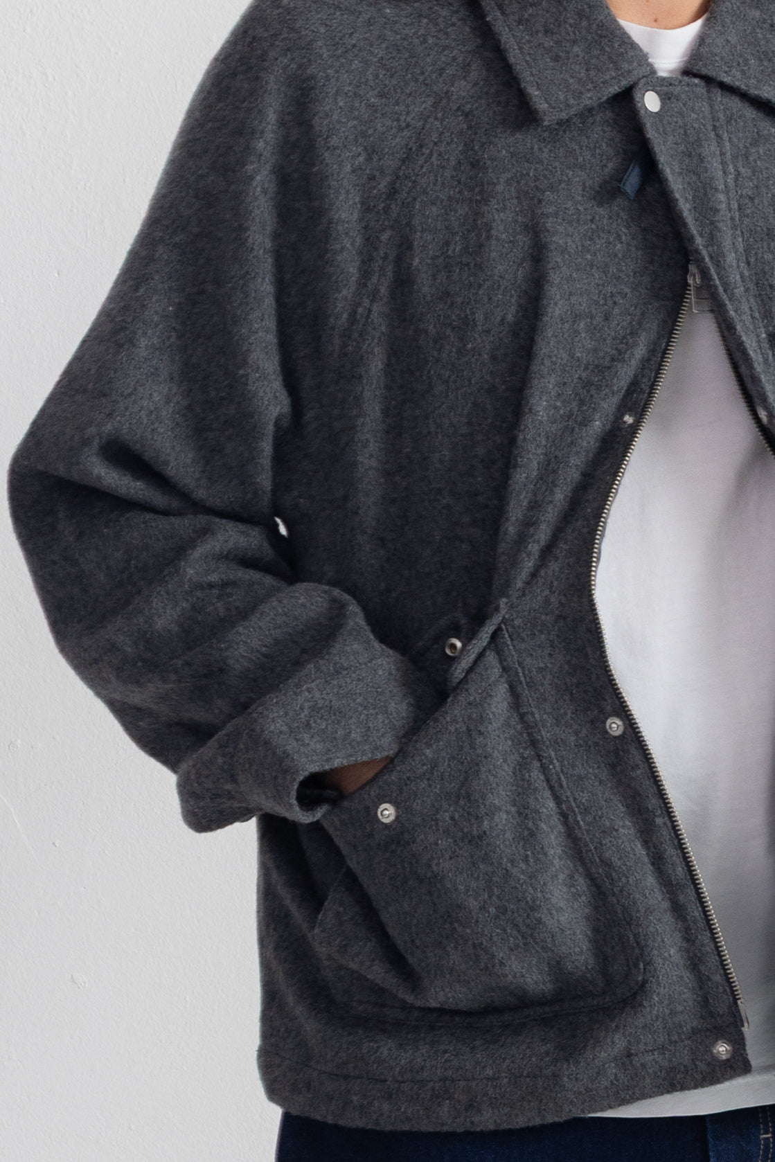 Cropped Winter Coat - Charcoal Wool