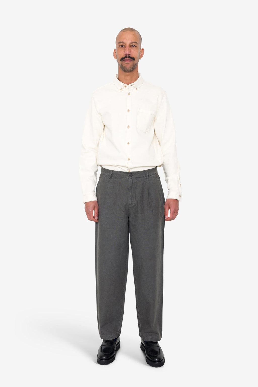 Wide Fit Trouser - Charcoal Hemp Canvas