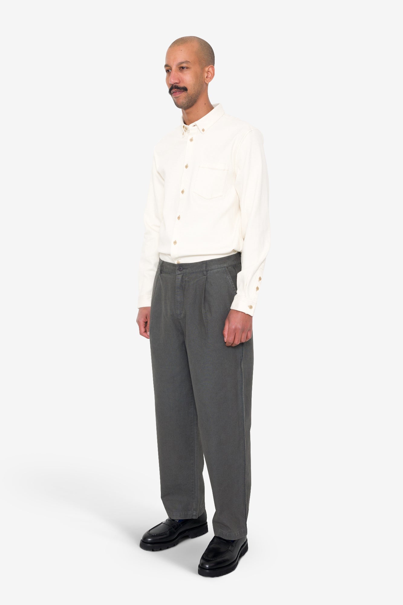 Wide Fit Trouser - Charcoal Hemp Canvas