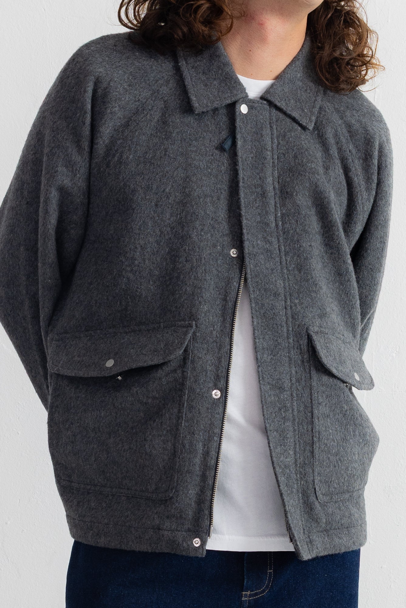 Cropped Winter Coat - Charcoal Wool