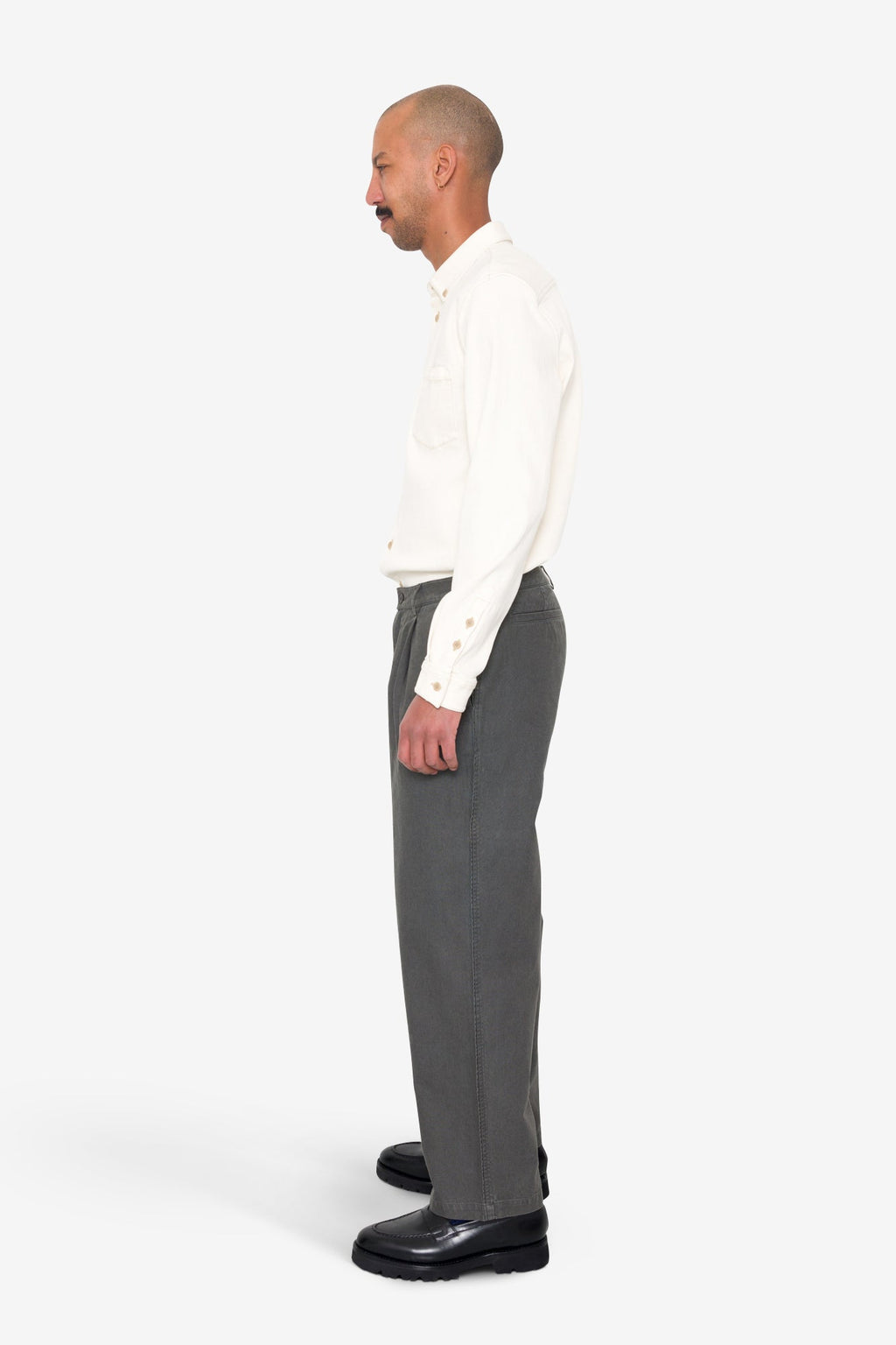 Wide Fit Trouser - Charcoal Hemp Canvas