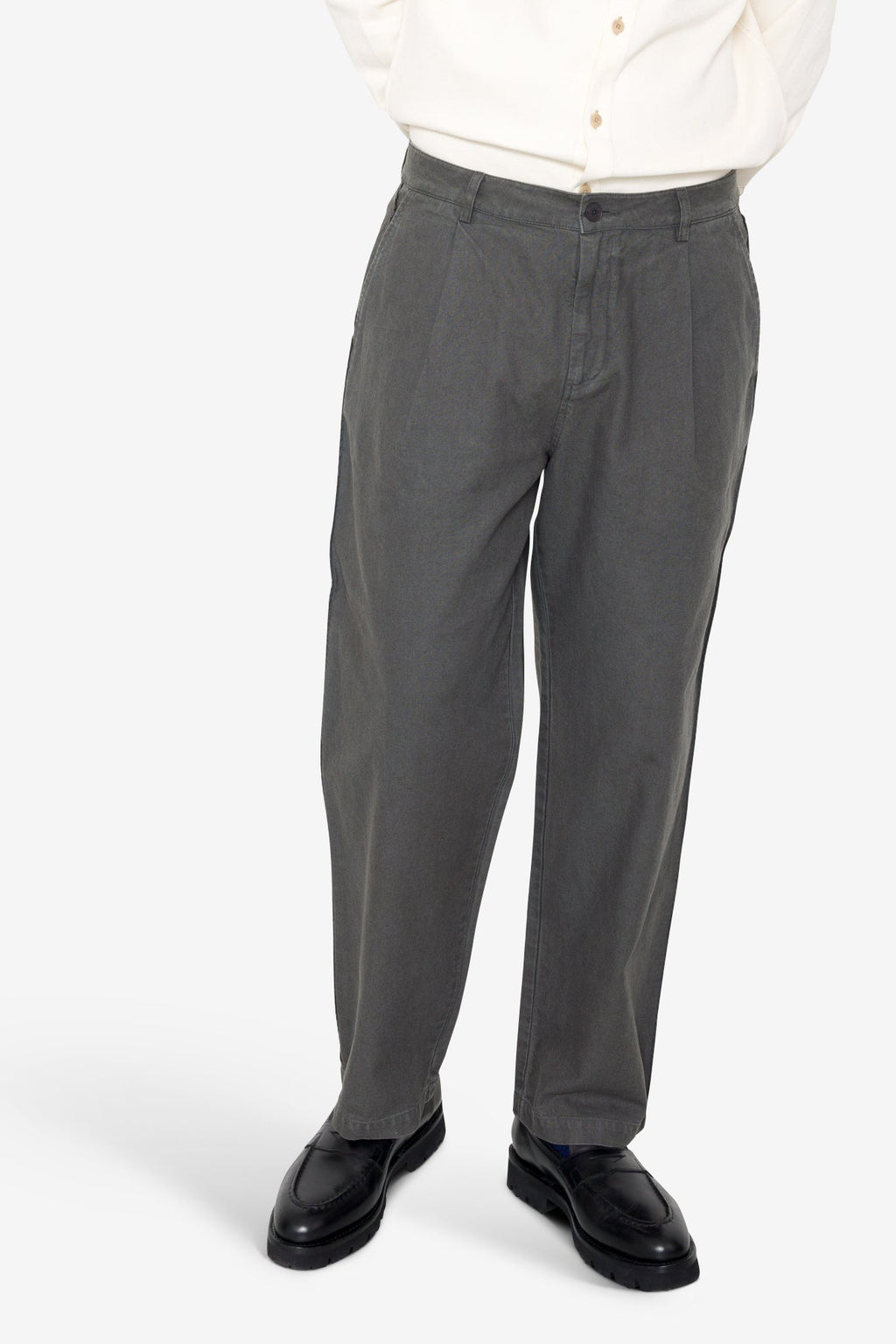 Wide Fit Trouser - Charcoal Hemp Canvas