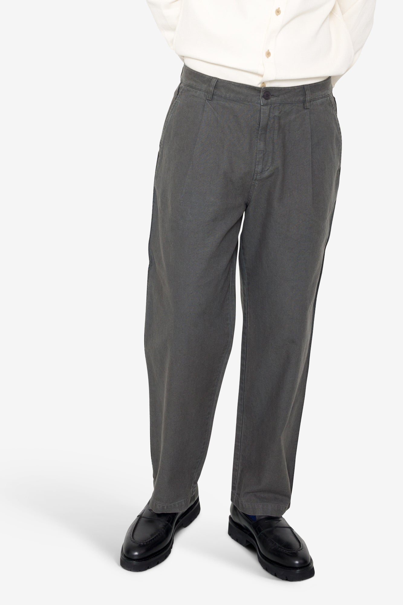 Wide Fit Trouser - Charcoal Hemp Canvas