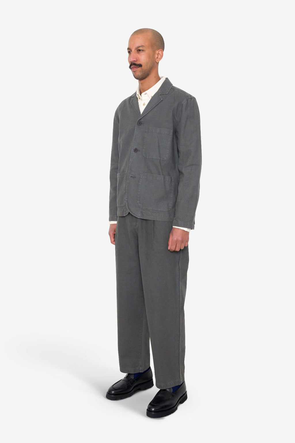 Wide Fit Blazer - Charcoal Hemp Canvas