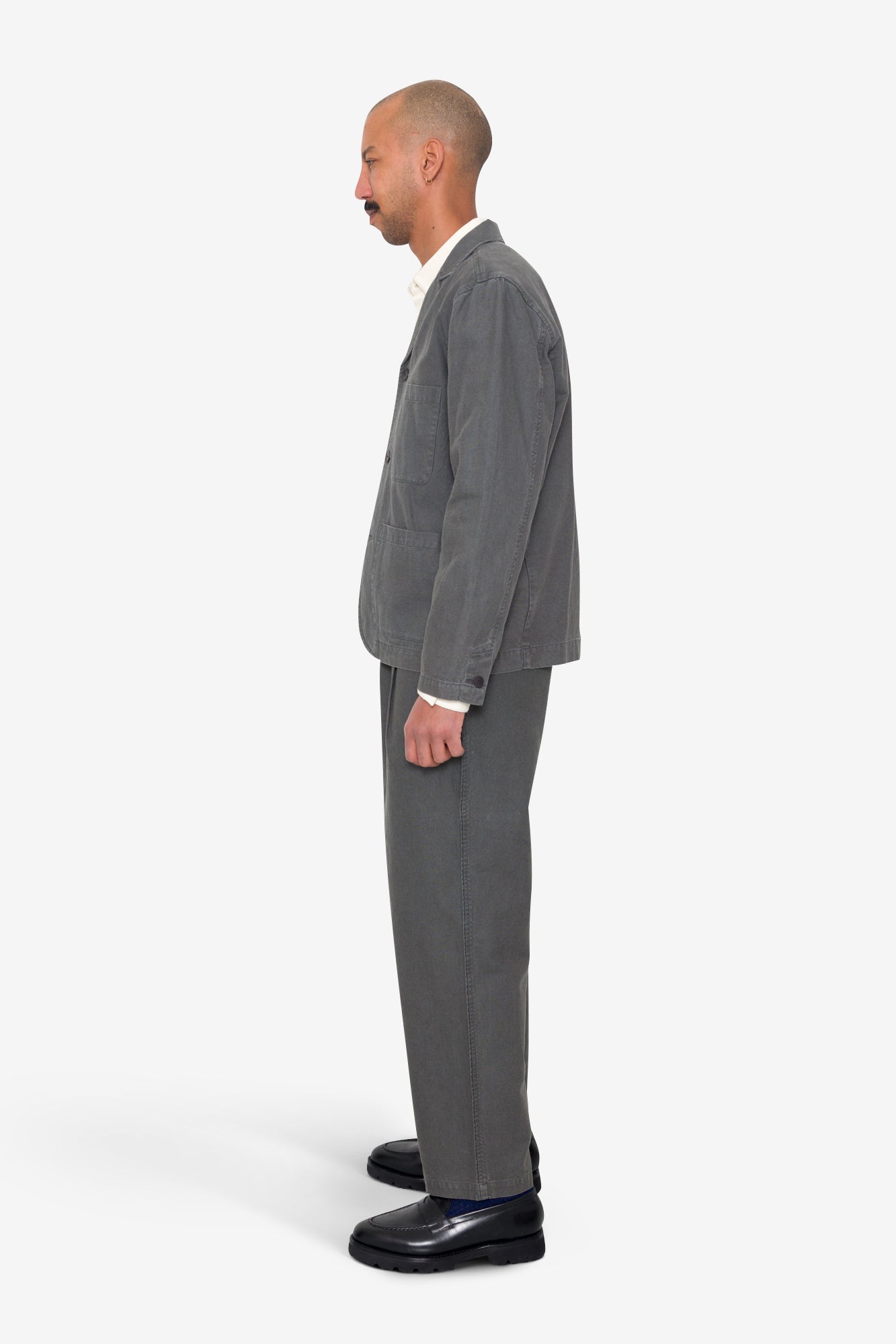Wide Fit Blazer - Charcoal Hemp Canvas