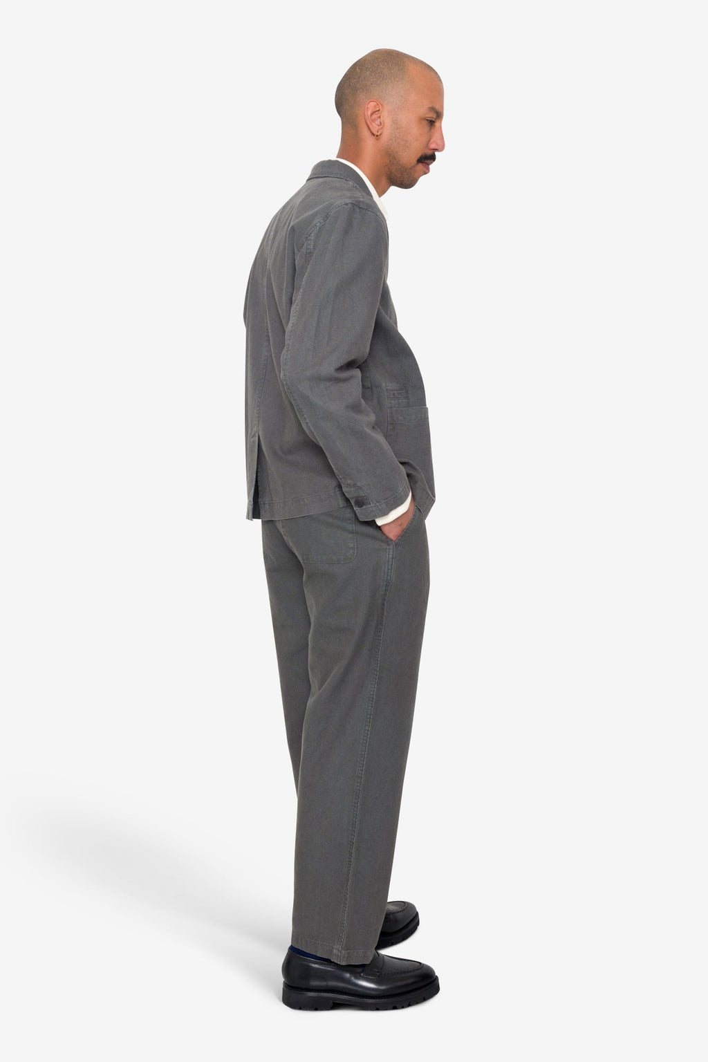 Wide Fit Blazer - Charcoal Hemp Canvas