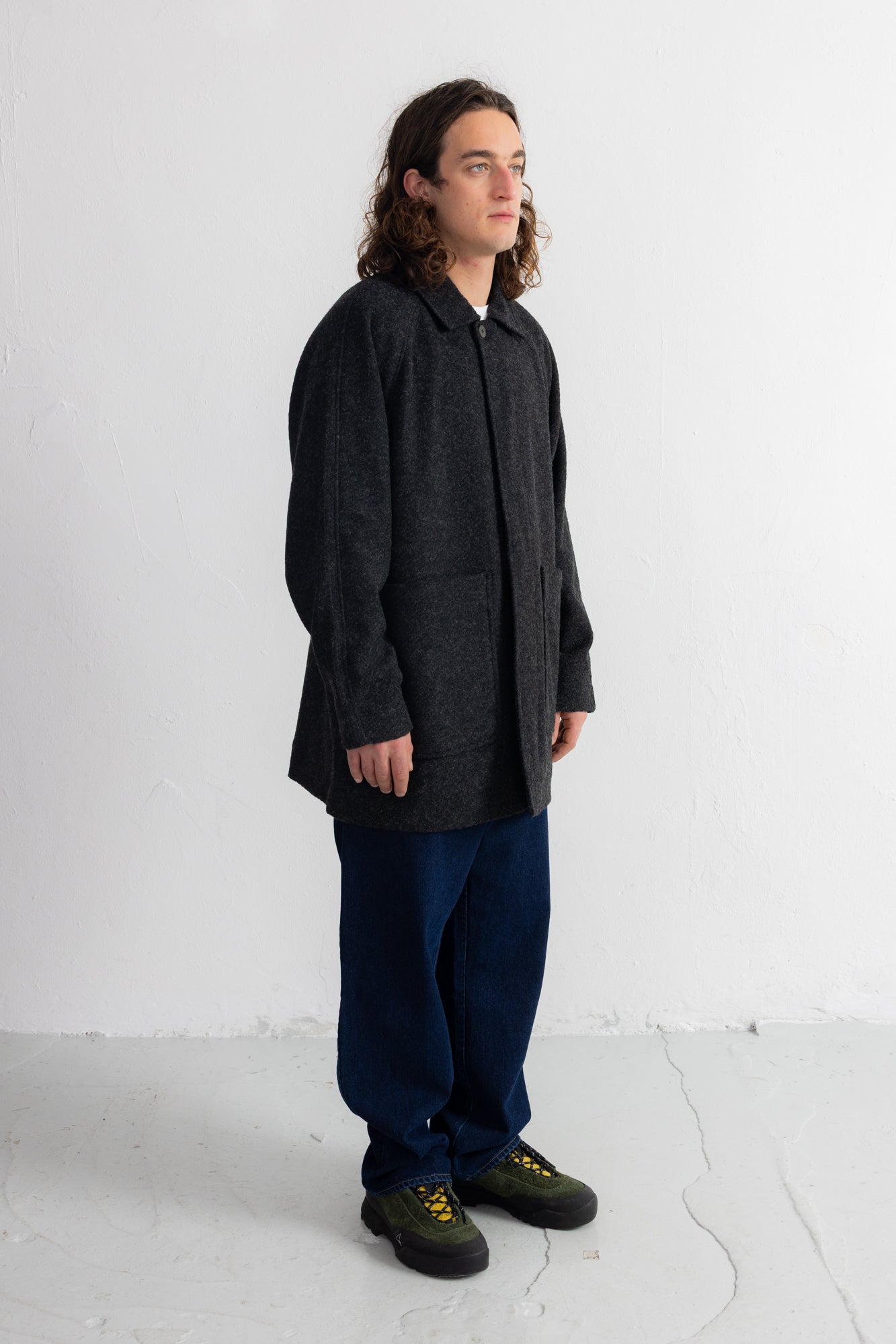 Car Coat - Charcoal Wool Twill