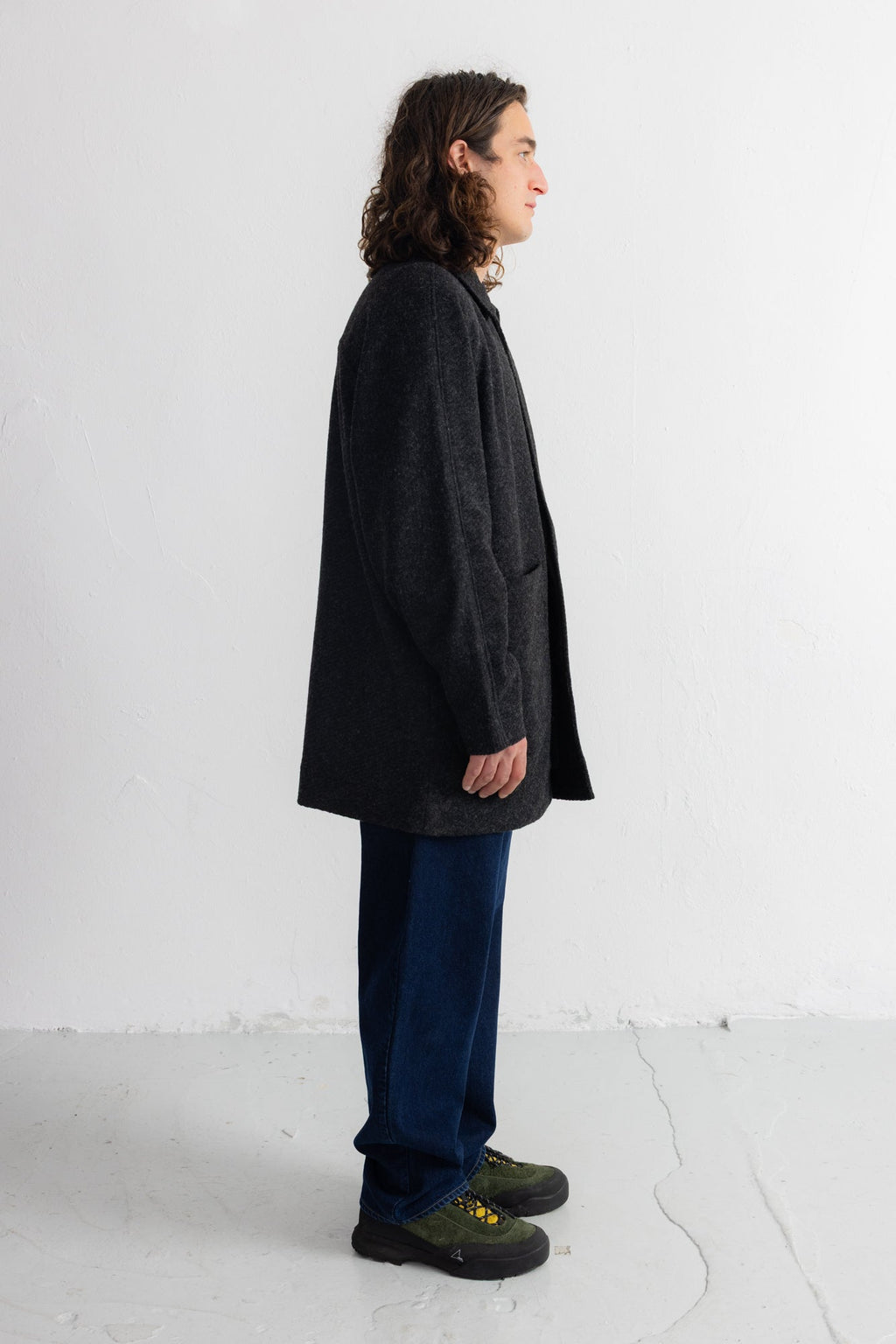 Car Coat - Charcoal Wool Twill