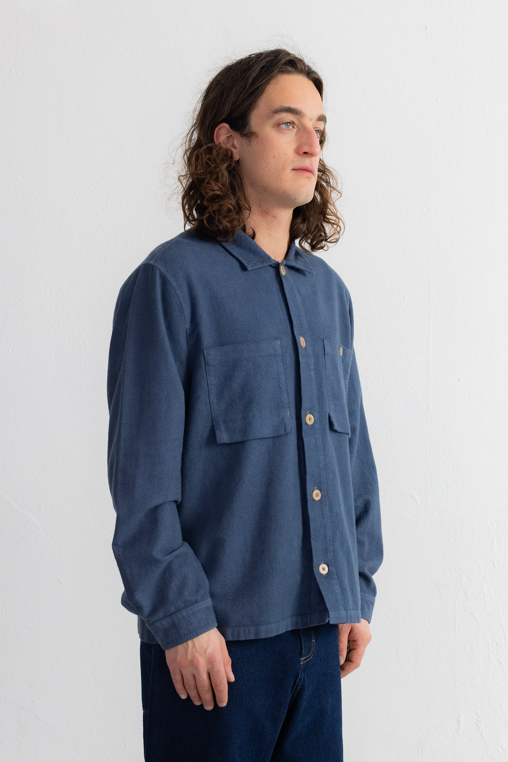 Patch Overshirt - Steel Blue Moleskin