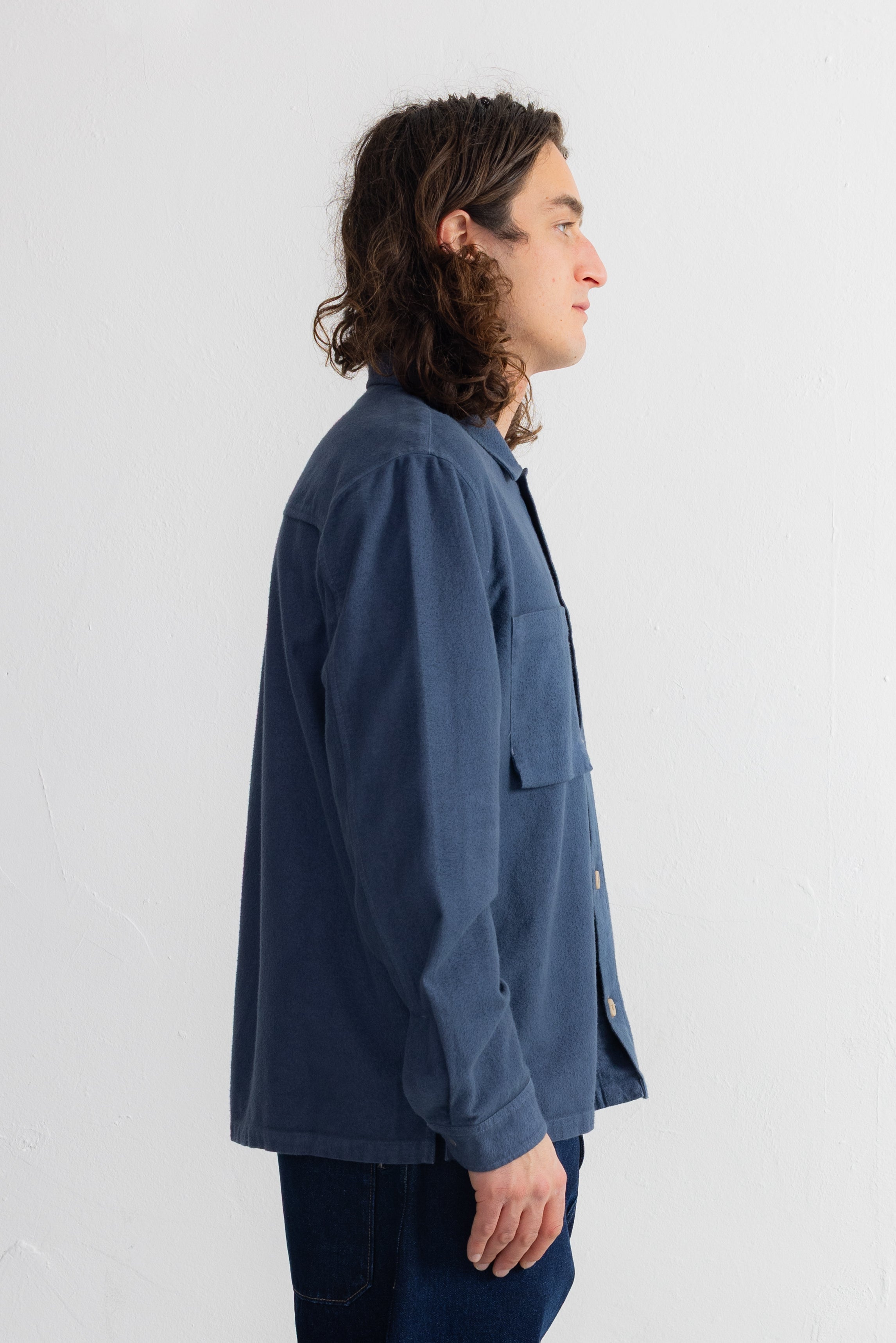 Patch Overshirt - Steel Blue Moleskin