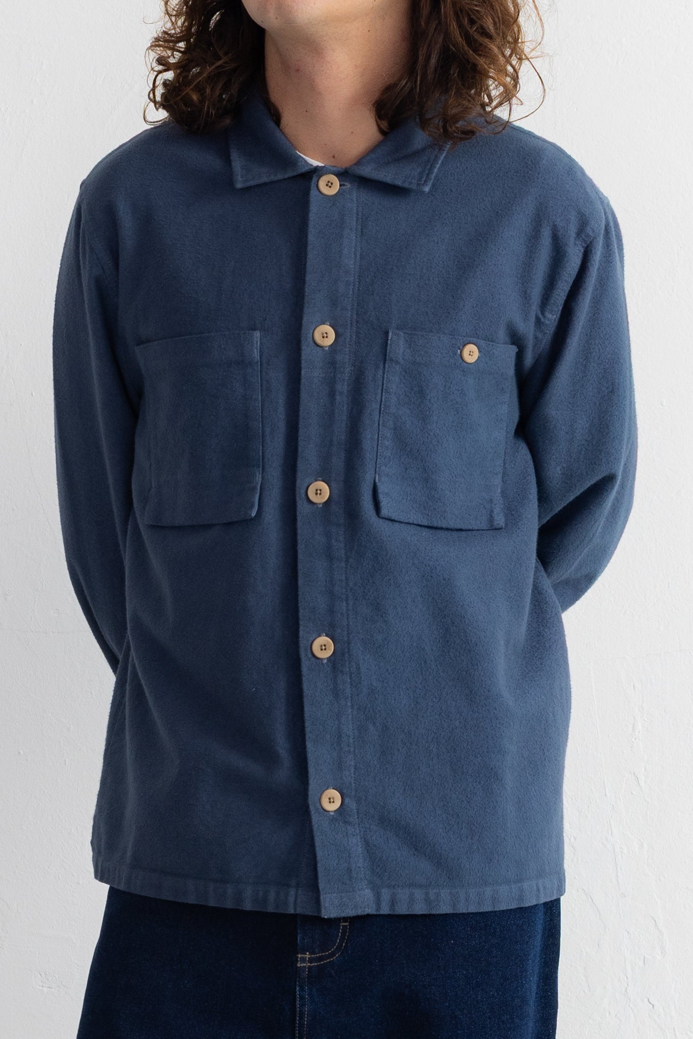 Patch Overshirt - Steel Blue Moleskin