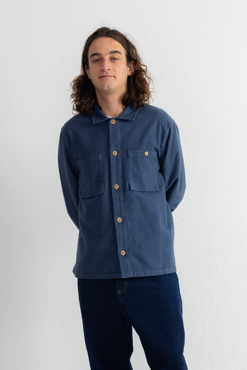 Patch Overshirt - Steel Blue Moleskin