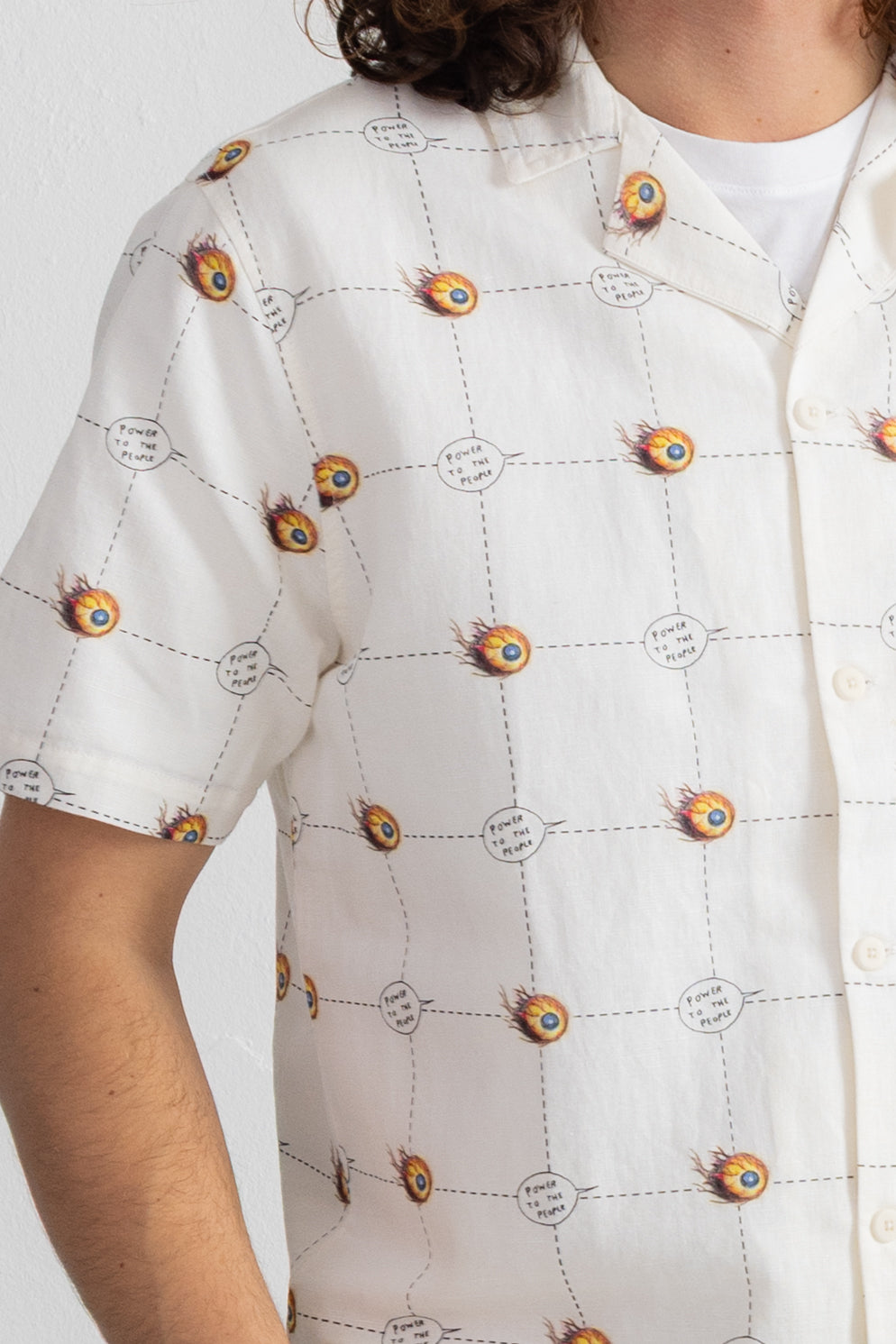 Short Sleeve Soft Collar Shirt - Flaming Eye Grid | Daniel Johnston