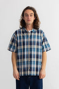 Short Sleeve Seoul Shirt - Yellow Cyan Check