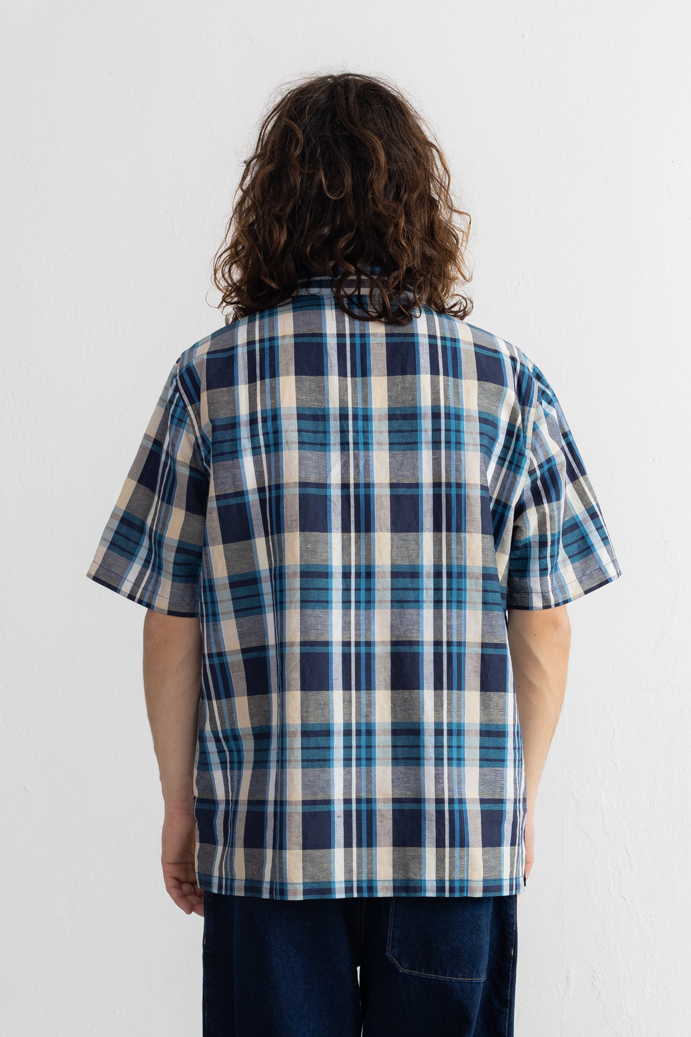 Short Sleeve Seoul Shirt - Yellow Cyan Check