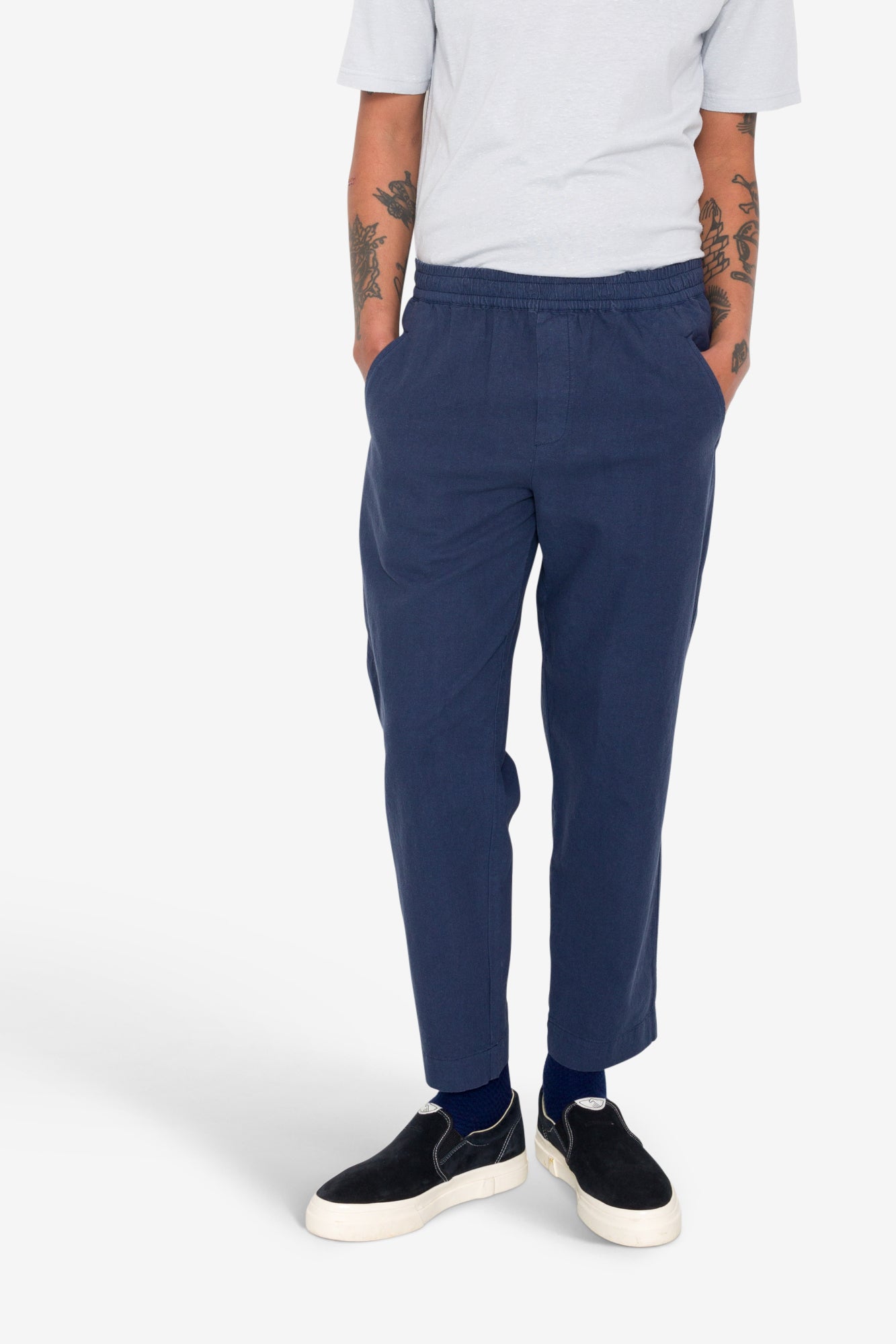 Drawcord Assembly Pant - Soft Navy Cotton Linen