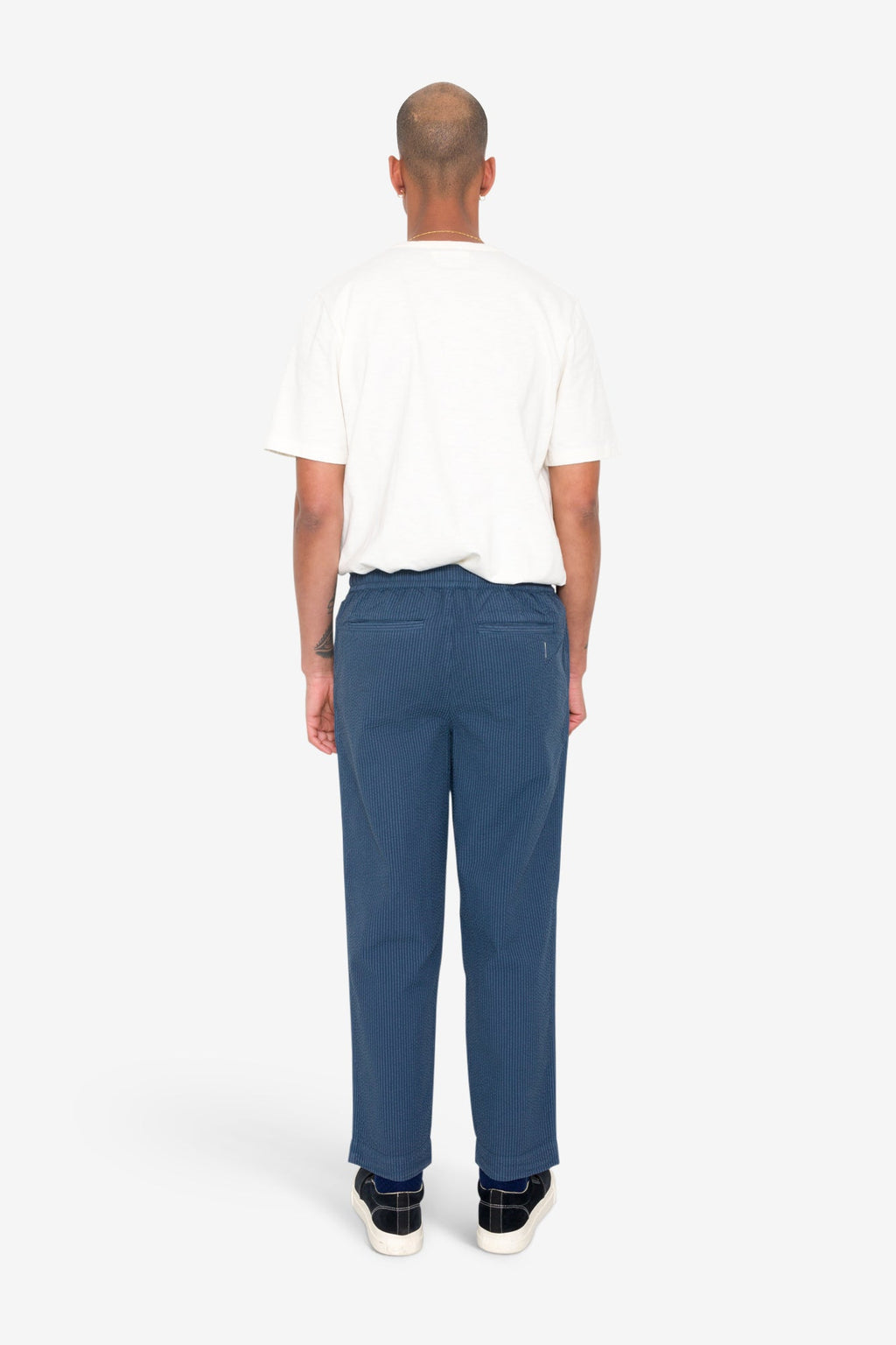 Drawcord Assembly Pant - Soft Indigo Overdyed Stripe