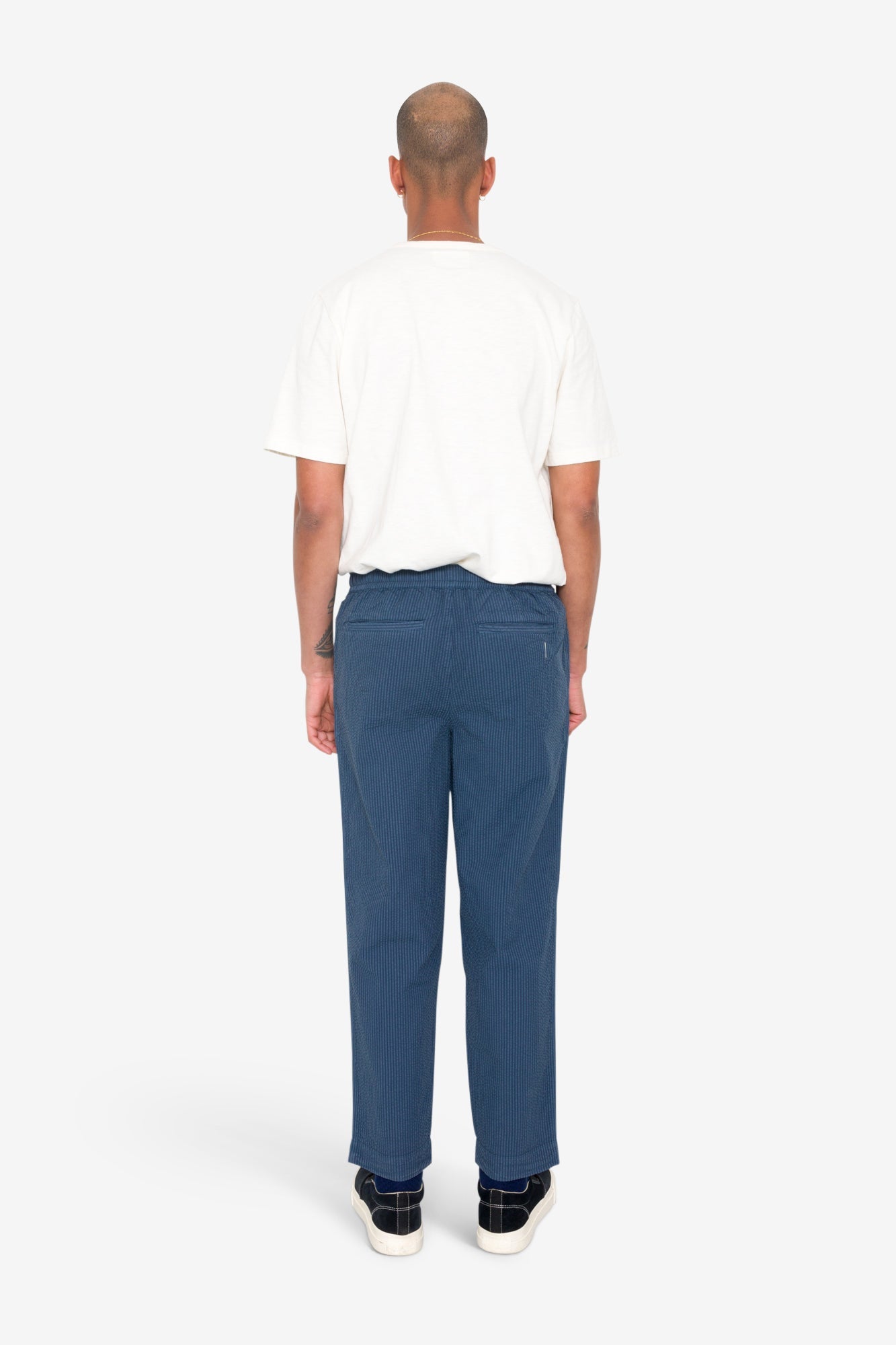 Drawcord Assembly Pant - Soft Indigo Overdyed Stripe