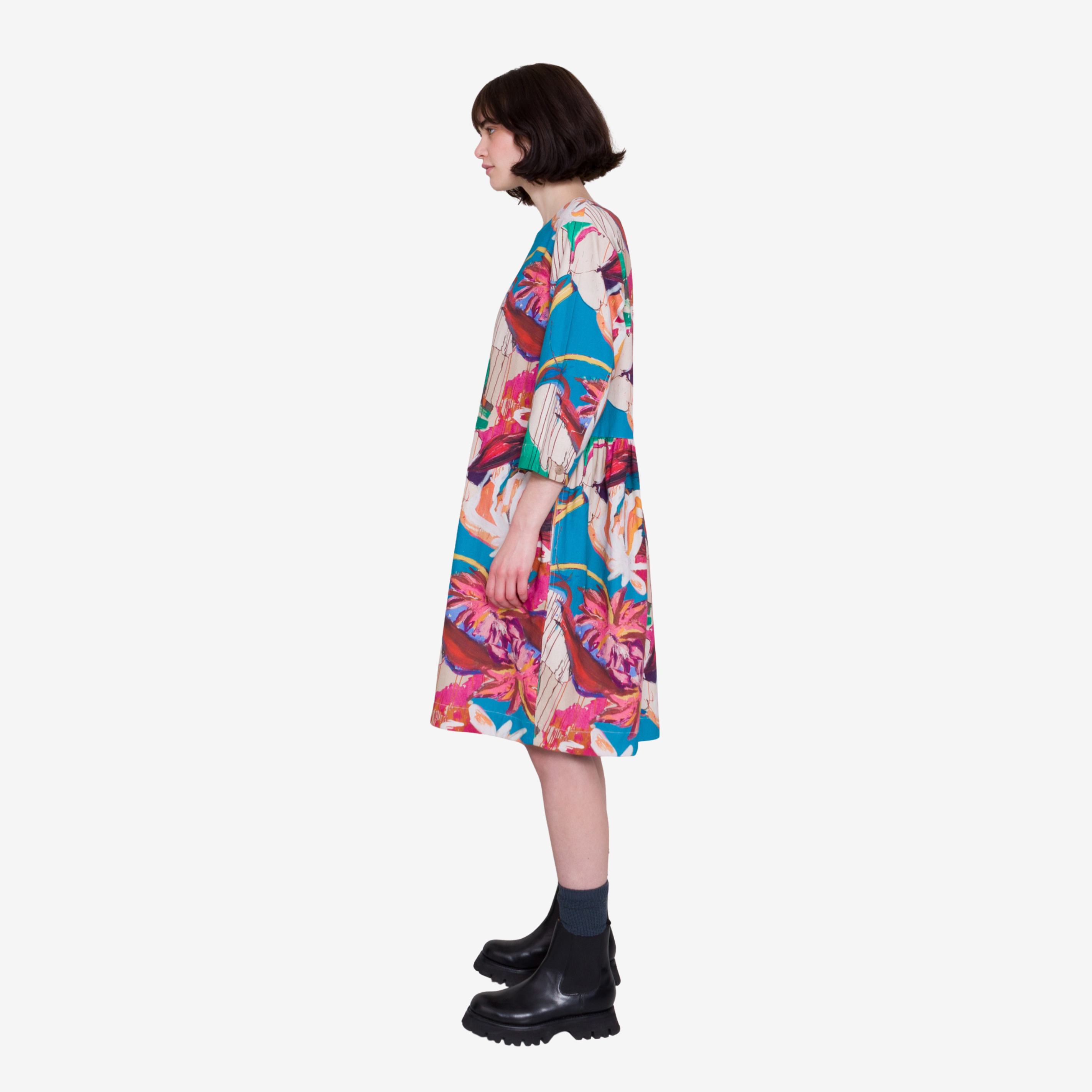 Joana Day Dress - Canvas Abstract Flower
