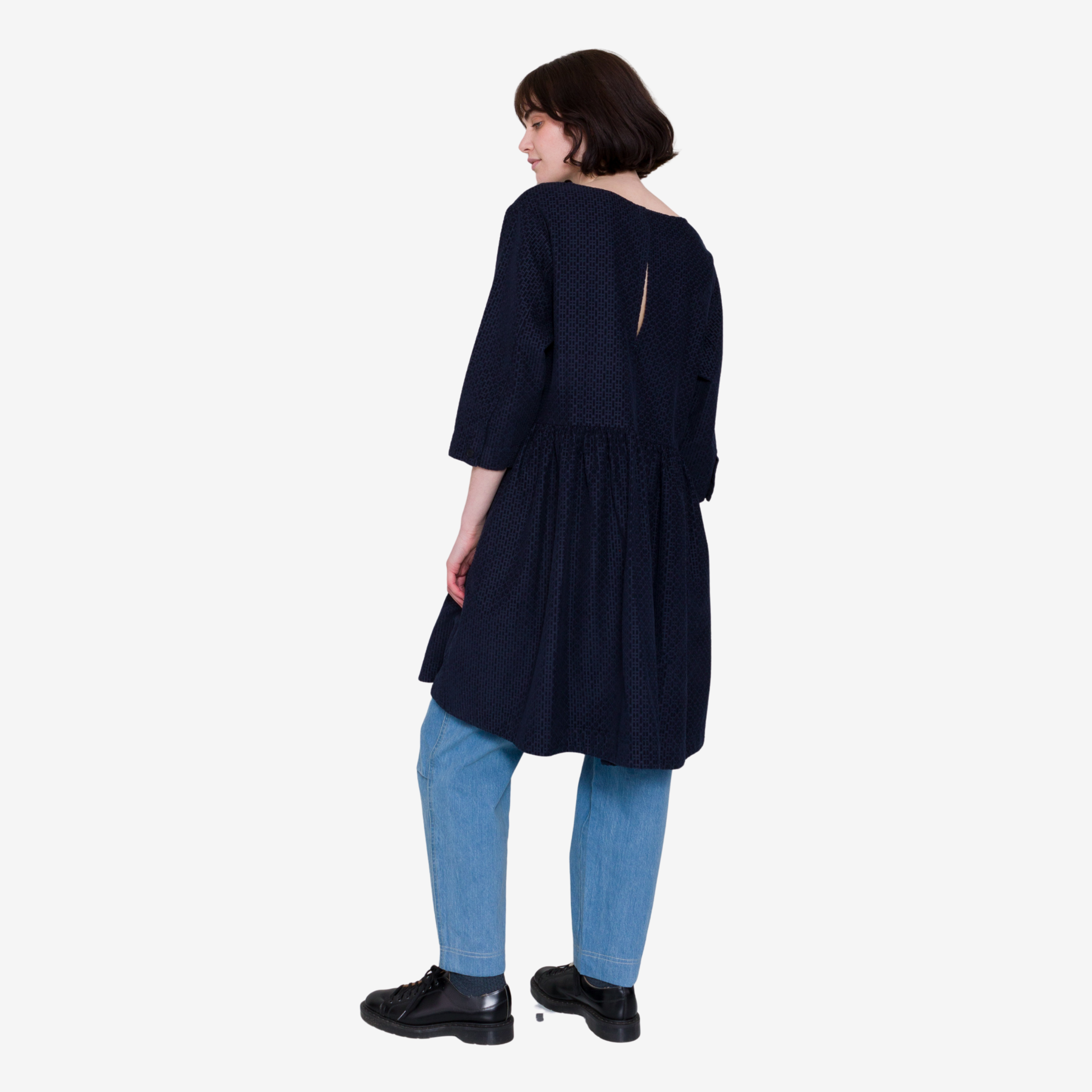 Joana Day Dress - Navy Textured Cord