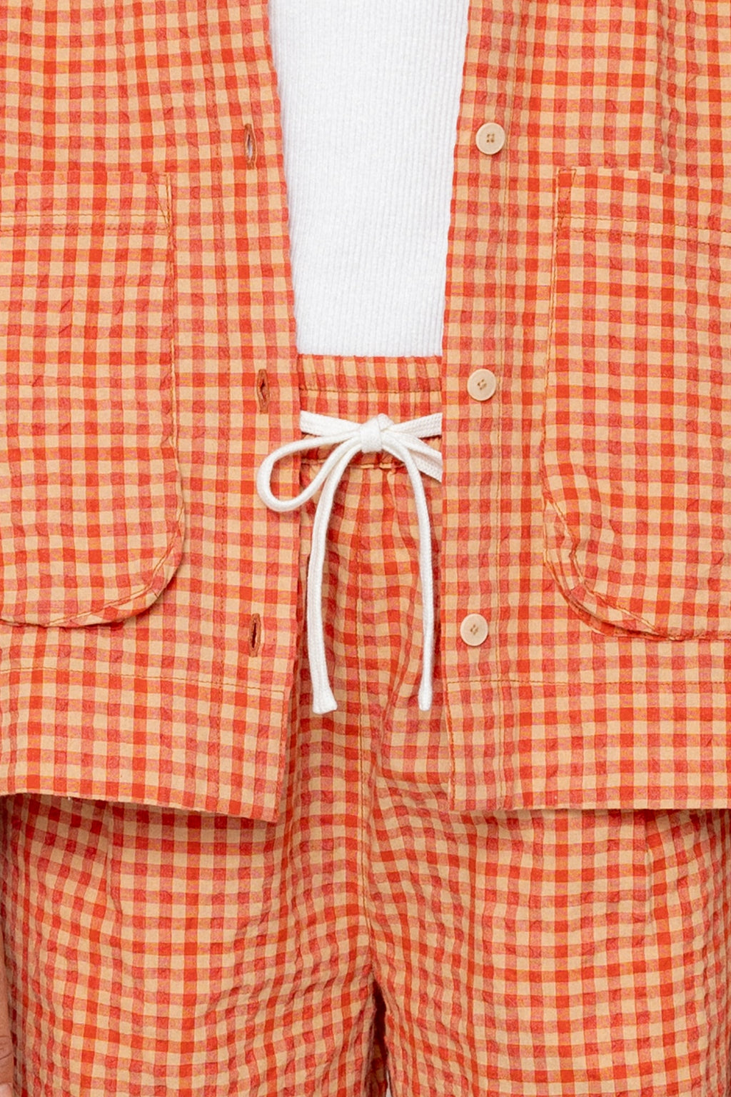 Wide Signal Shorts - Red Oxide Textured Check