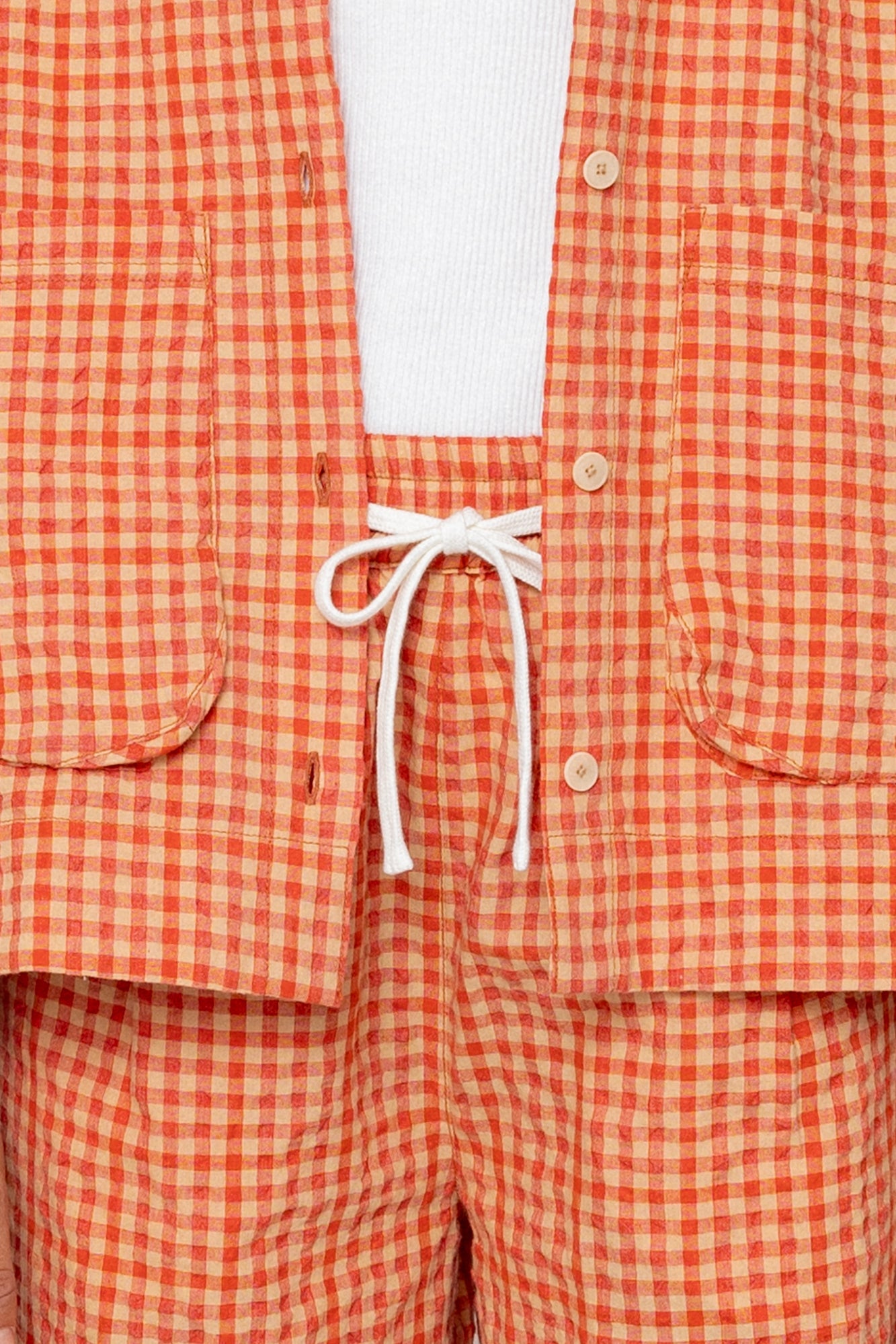 Wide Signal Shorts - Red Oxide Textured Check