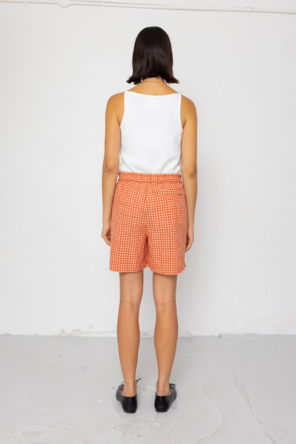 Wide Signal Shorts - Red Oxide Textured Check