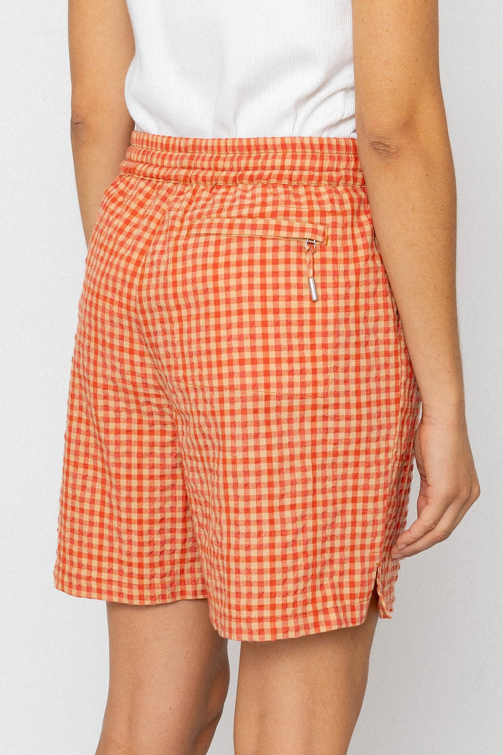 Wide Signal Shorts - Red Oxide Textured Check