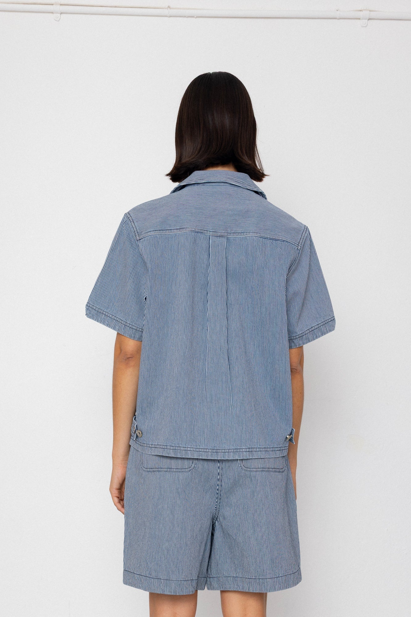 Workers Short Sleeve Shirt - Indigo Ticking Stripe
