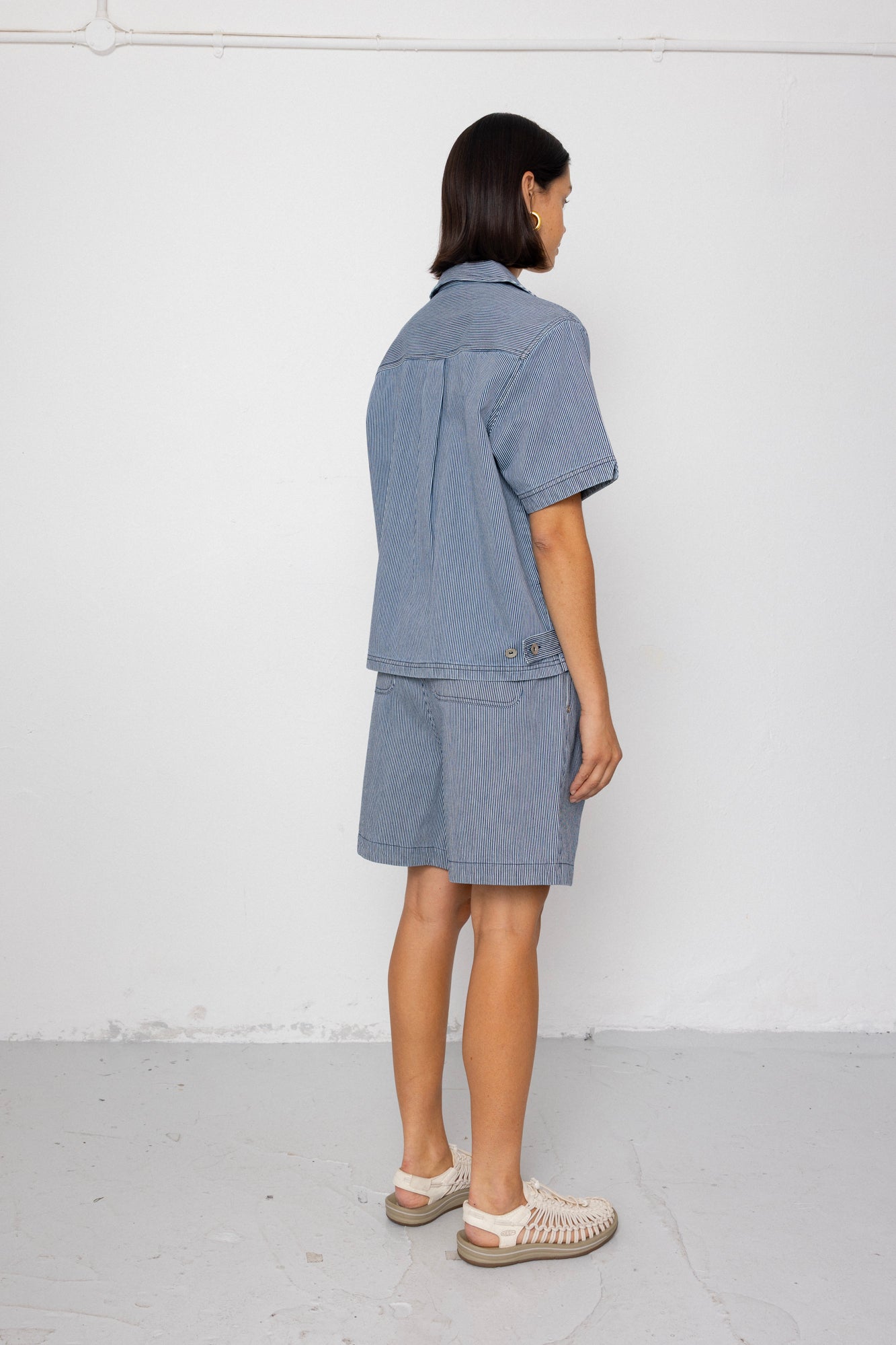 Workers Short Sleeve Shirt - Indigo Ticking Stripe
