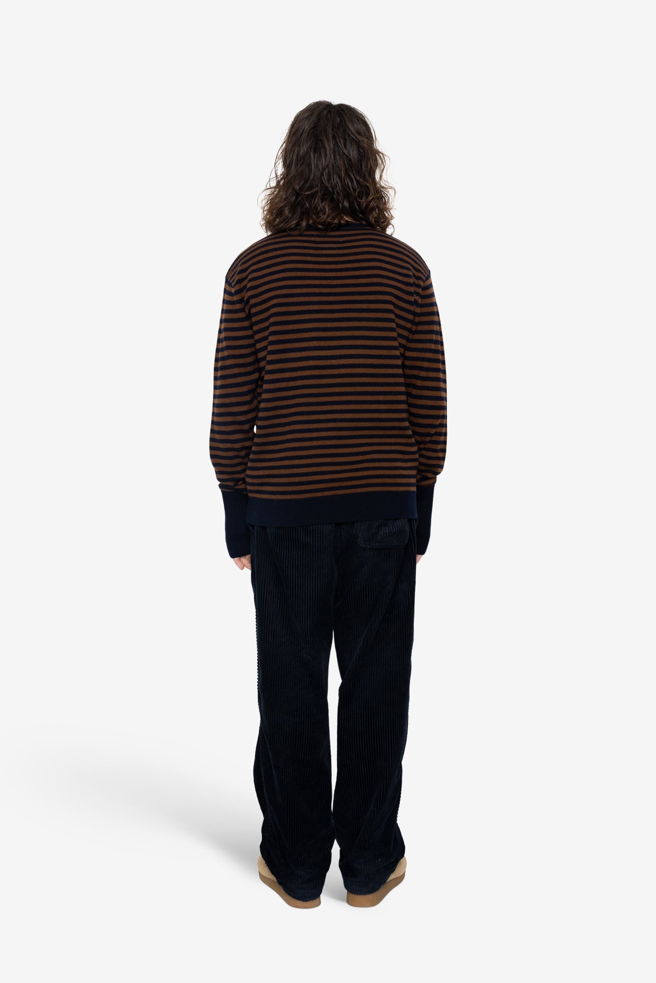 Rib Knit Top - Navy / Brown Stripe