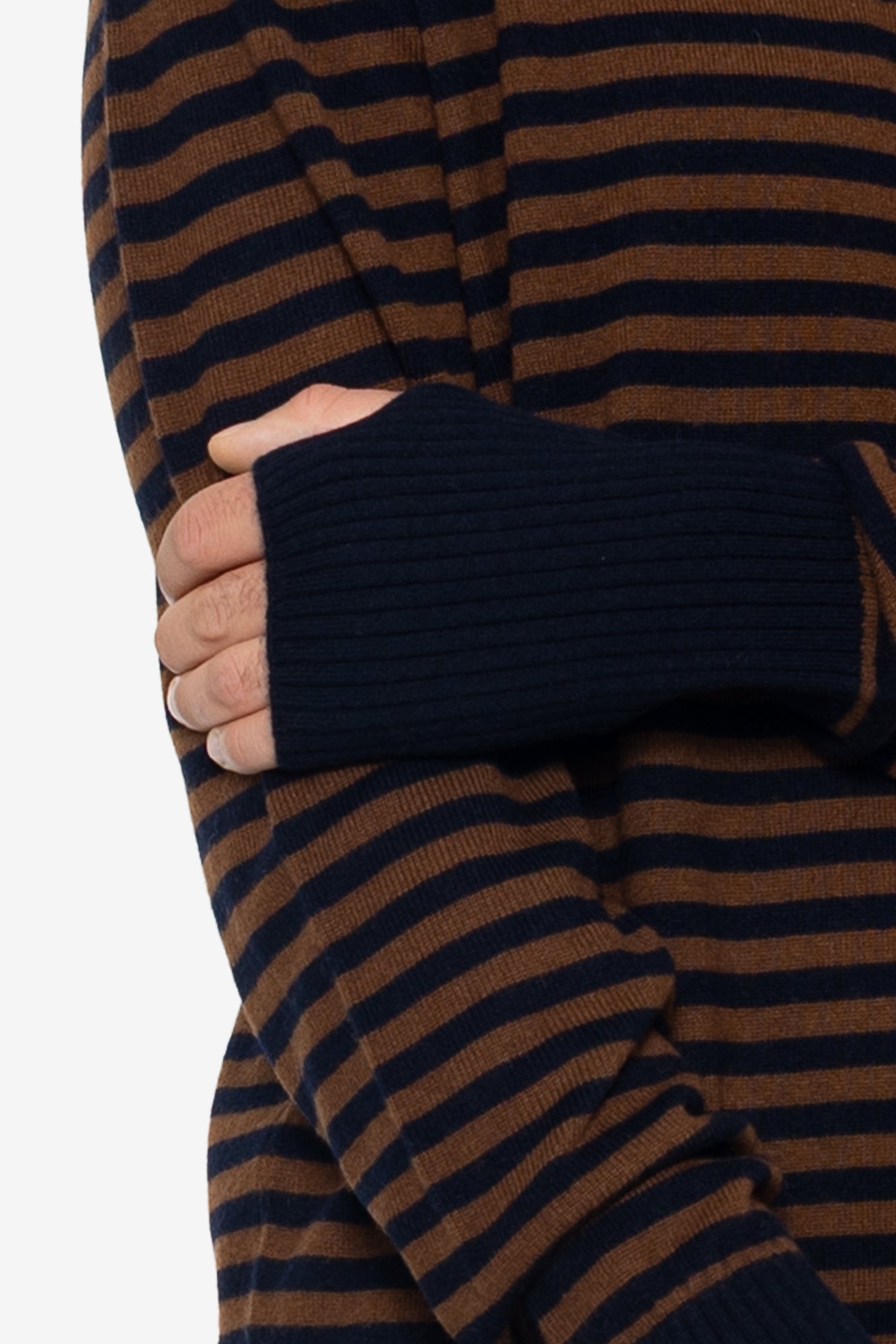 Rib Knit Top - Navy / Brown Stripe