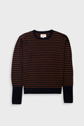 Rib Knit Top - Navy / Brown Stripe