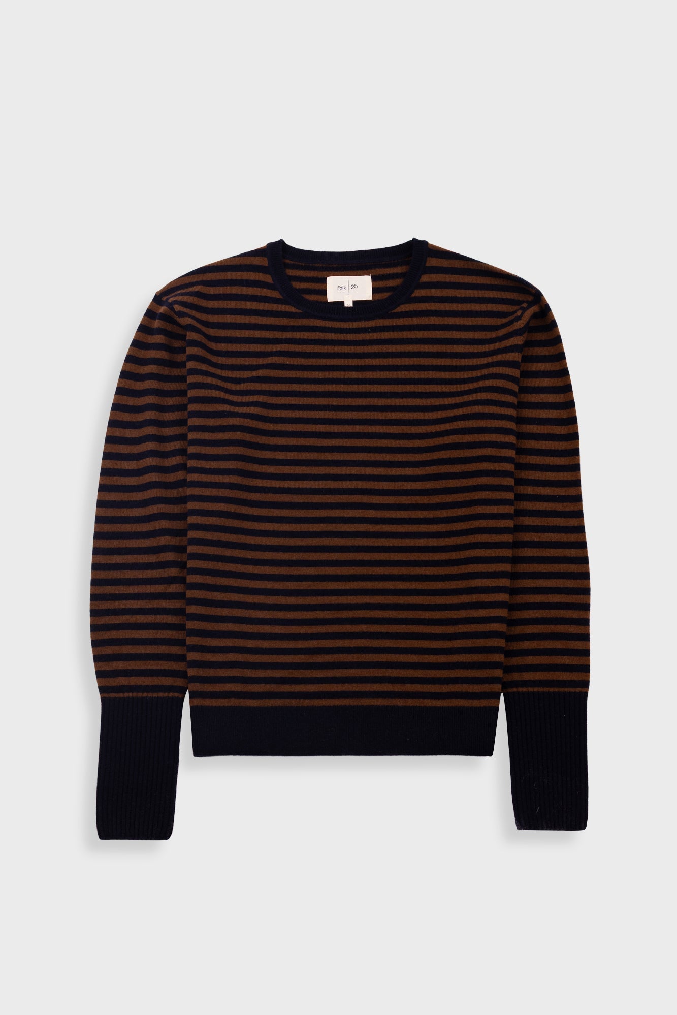 Rib Knit Top - Navy / Brown Stripe
