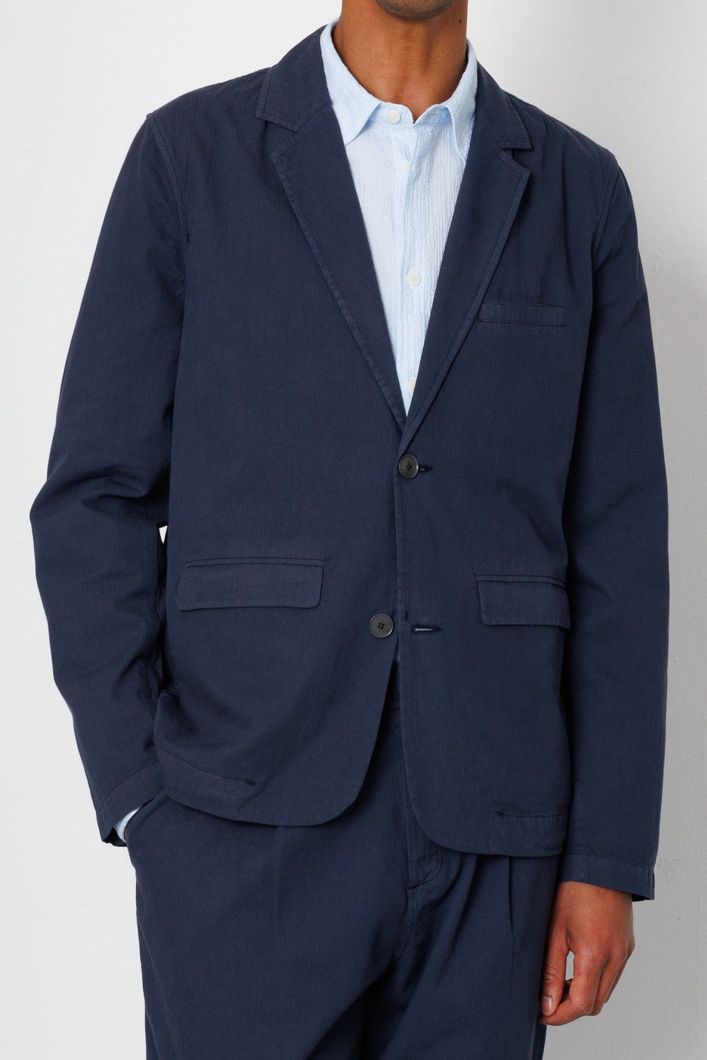 Assembly Blazer - Soft Navy Mini Stripe