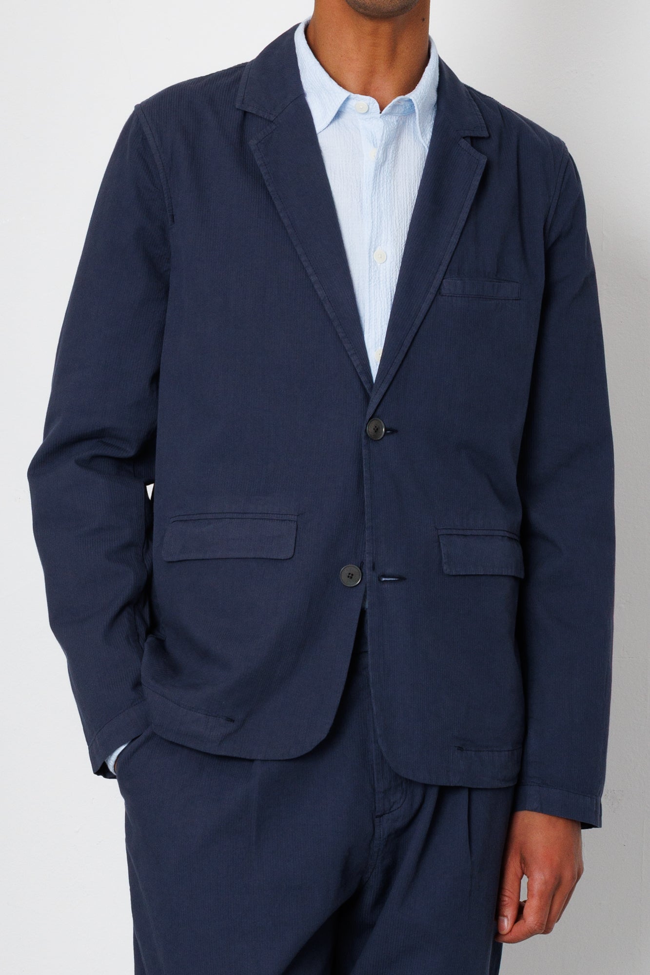 Assembly Blazer - Soft Navy Mini Stripe