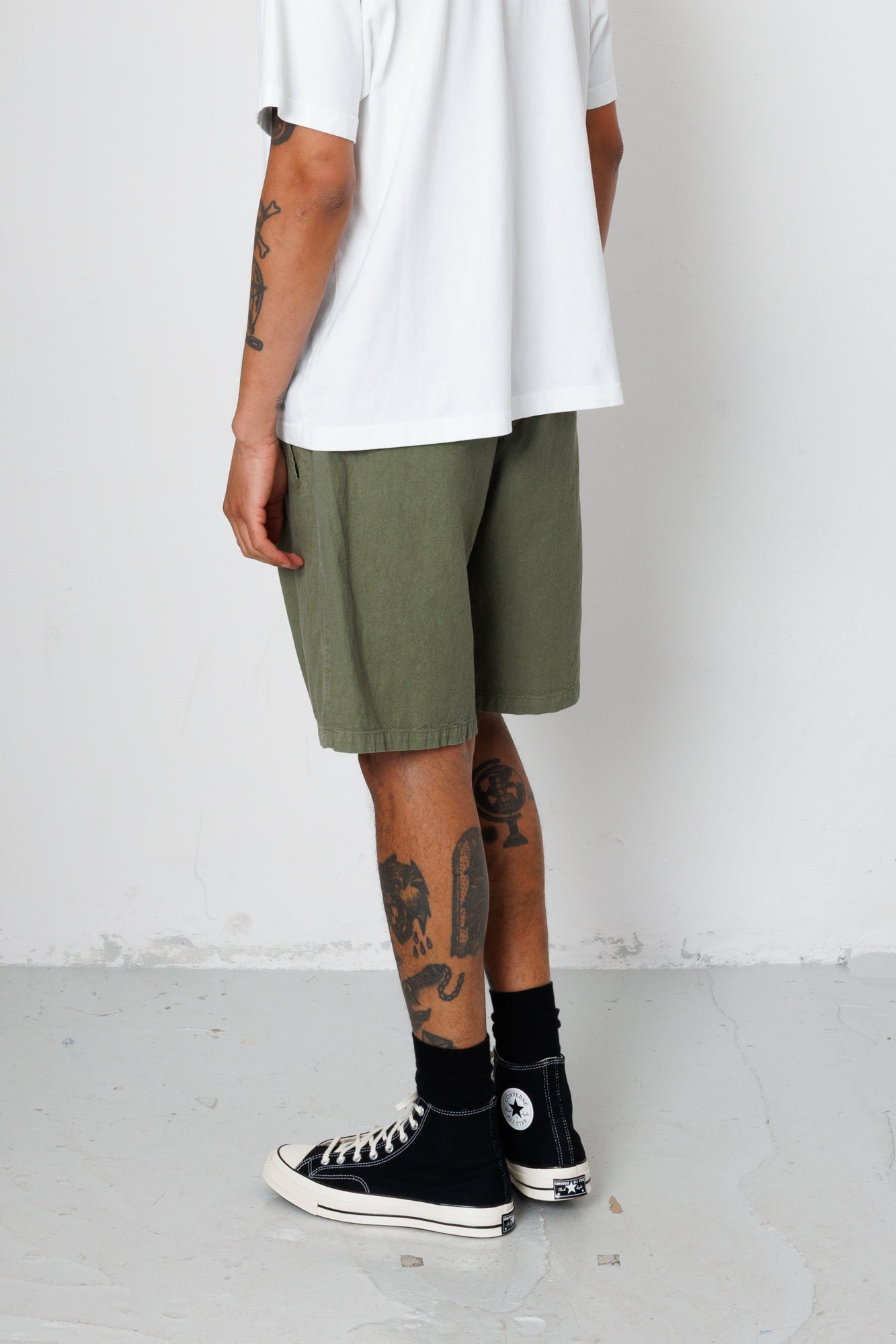 Relaxed Assembly Short - Dark Sage Cotton Linen