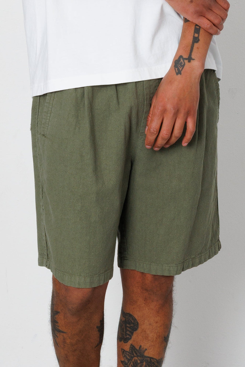 Relaxed Assembly Short - Dark Sage Cotton Linen