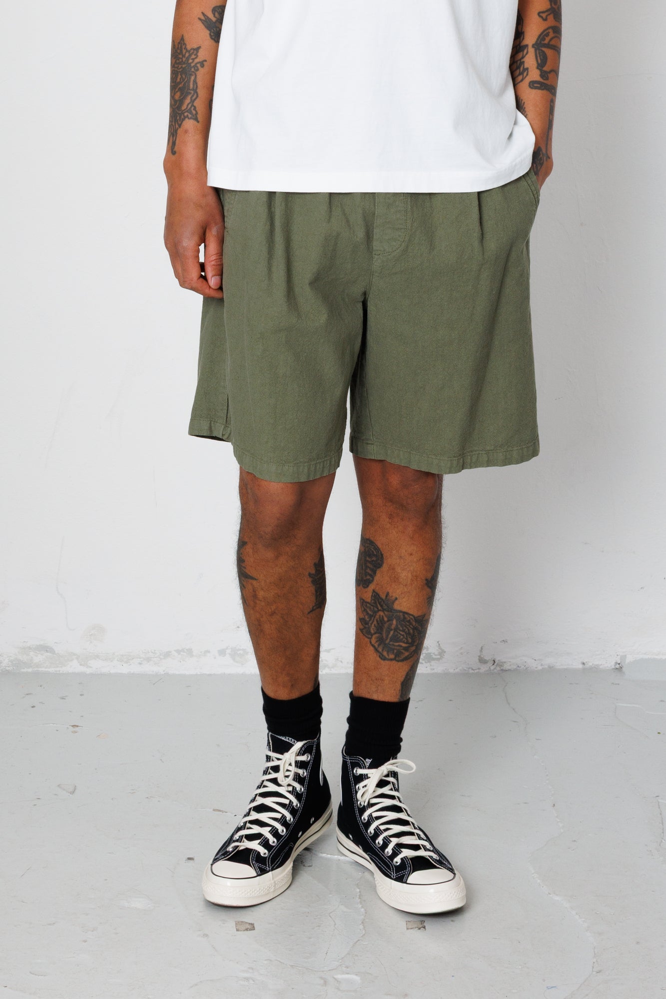 Relaxed Assembly Short - Dark Sage Cotton Linen