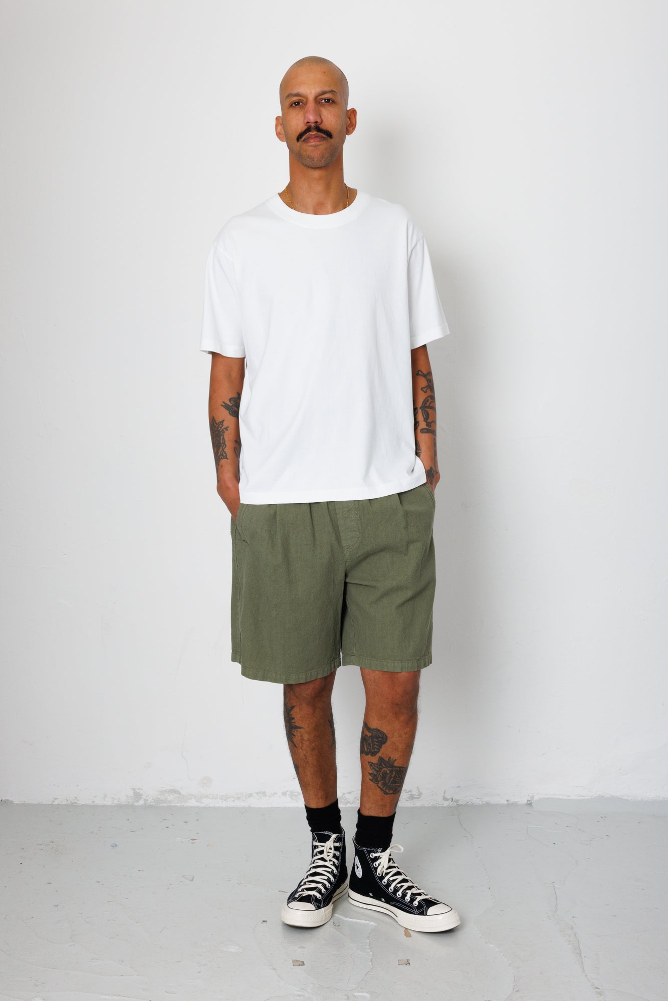 Relaxed Assembly Short - Dark Sage Cotton Linen